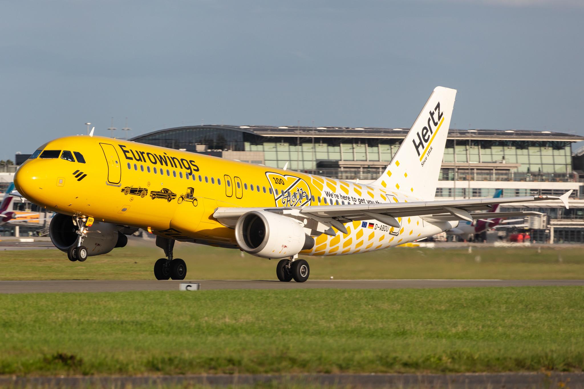 Hamburg Airport: Eurowings (EW / EWG) |  Livery: Hertz Livery |  Airbus A320-214 A320 | D-ABDU | MSN 3516