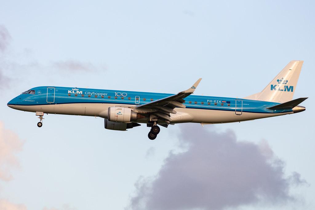 Amsterdam Airport Schiphol: KLM (KL / KLM) | Operator: KLM Cityhopper |  Embraer E190STD E190 | PH-EZK | MSN 19000326