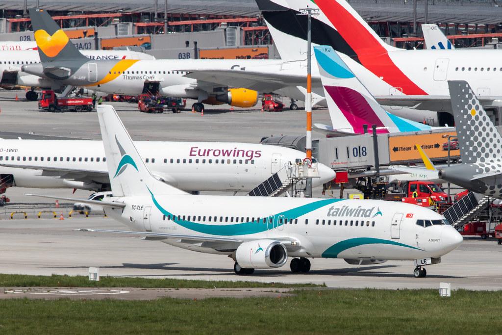 Hamburg Airport: Tailwind Airlines (TI / TWI) |  Boeing 737-4Q8 B734 | TC-TLE | MSN 27628