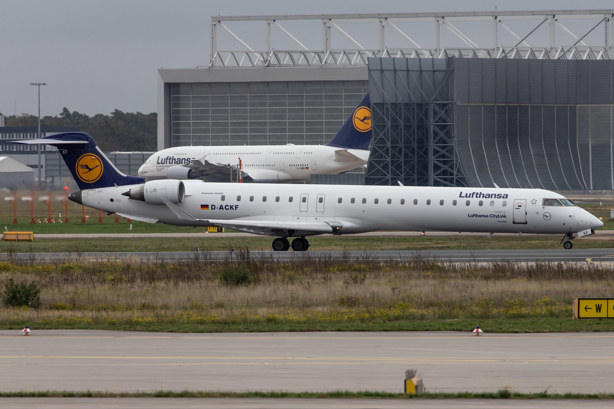 Frankfurt Airport: Lufthansa (LH / DLH) | Operator: Lufthansa CityLine |  Bombardier CRJ-900LR CRJ9 | D-ACKF | MSN 15083