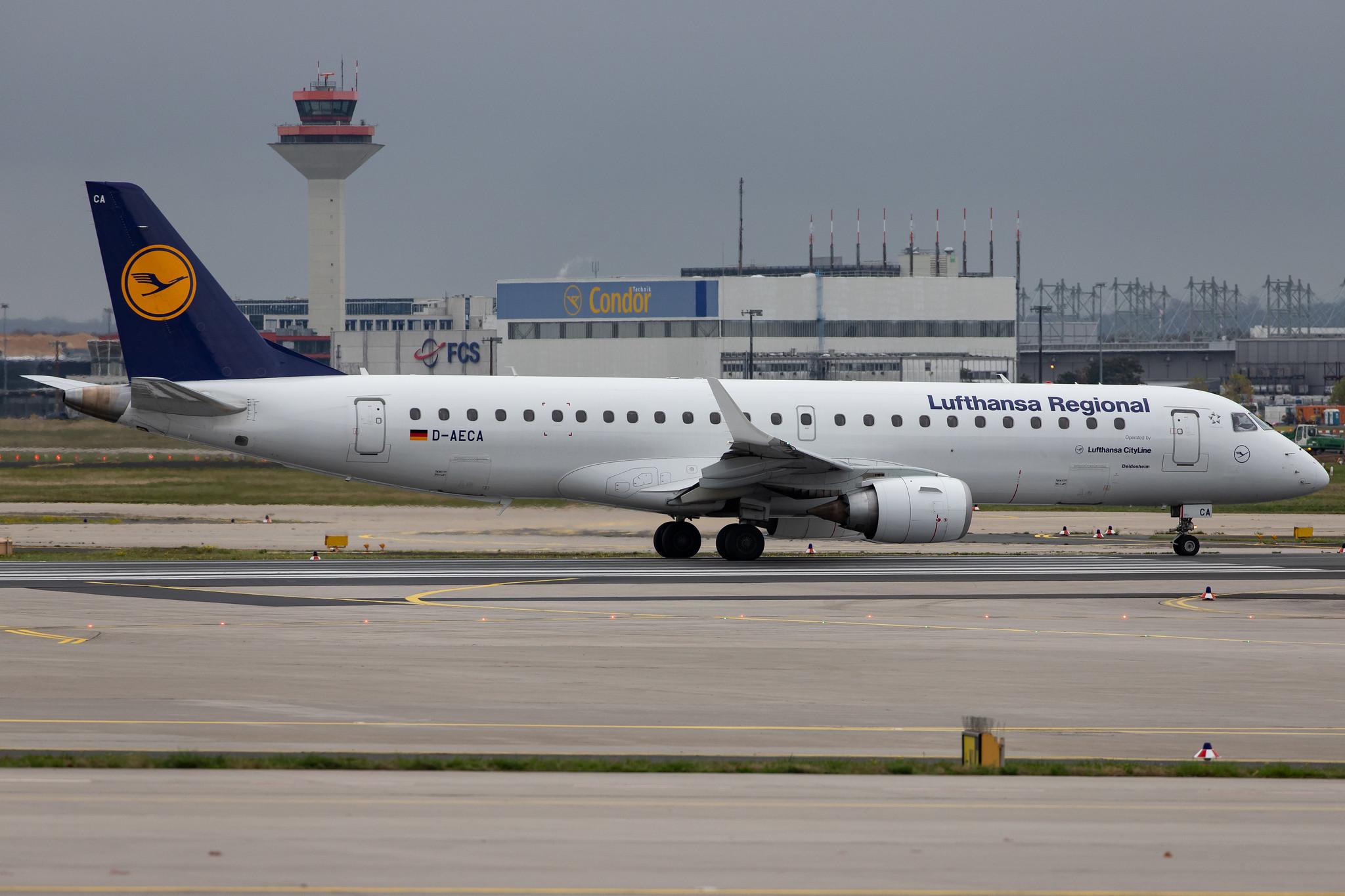 Frankfurt Airport: Lufthansa (LH / DLH) | Operator: Lufthansa CityLine |  Embraer E190LR E190 | D-AECA | MSN 19000327