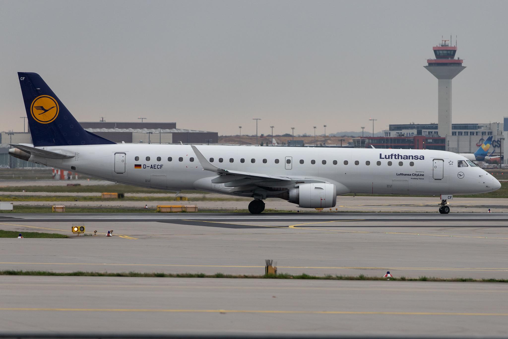Frankfurt Airport: Lufthansa (LH / DLH) | Operator: Lufthansa CityLine |  Embraer E190LR E190 | D-AECF | MSN 19000359