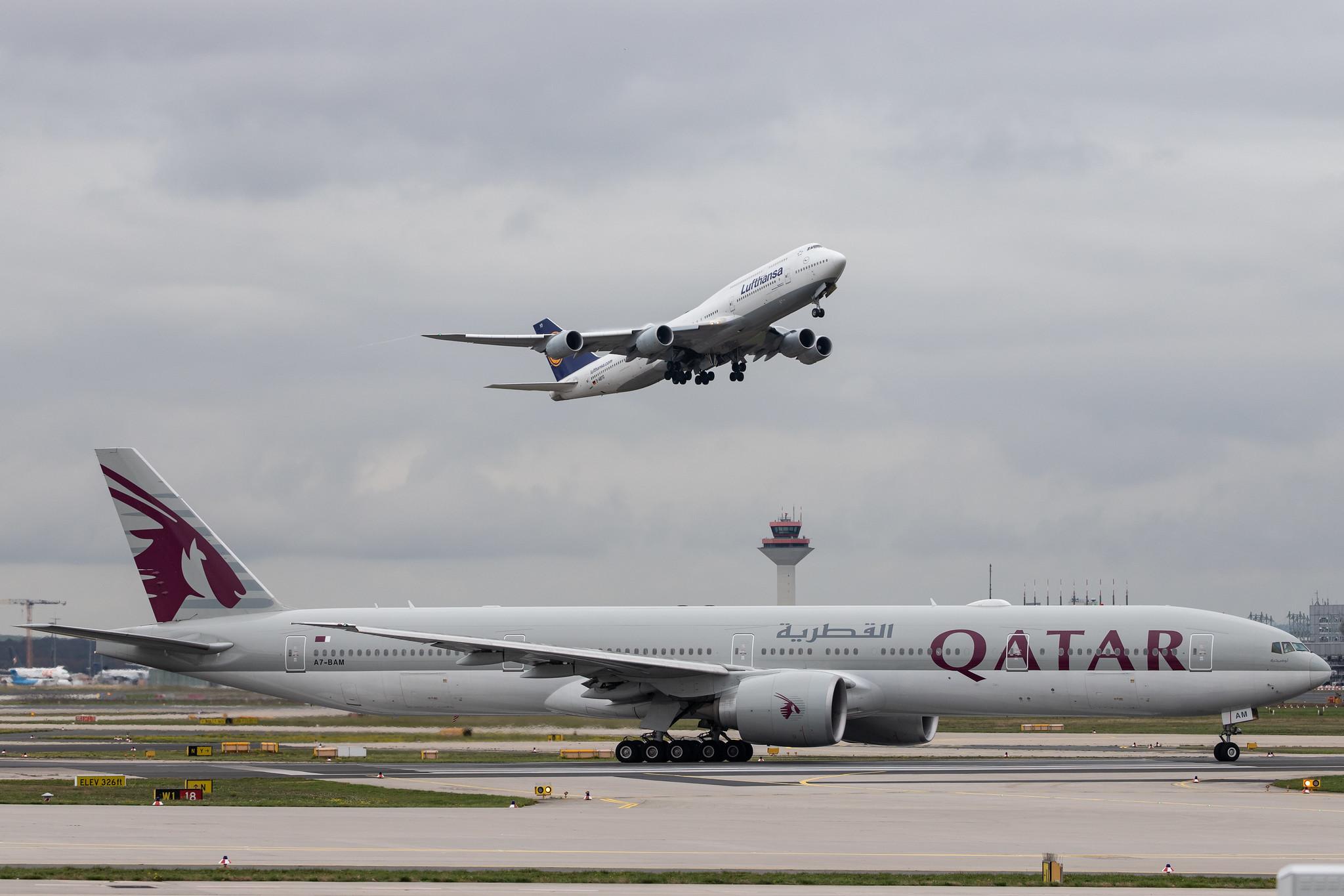 Frankfurt Airport: Qatar Airways (QR / QTR) |  Boeing 777-3DZ(ER) B77W | A7-BAM | MSN 38245