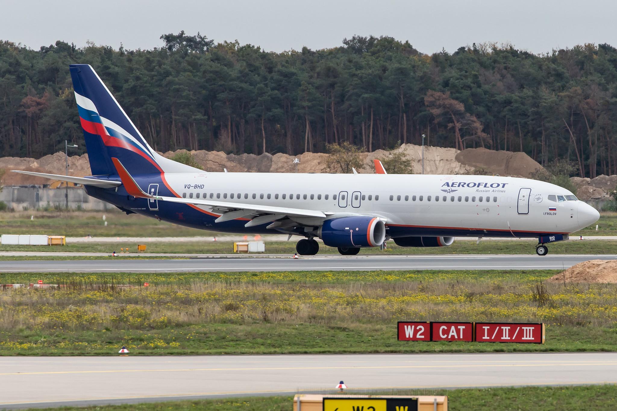 Frankfurt Airport: Aeroflot (SU / AFL) |  Boeing 737-8LJ B738 | VQ-BHD | MSN 41221