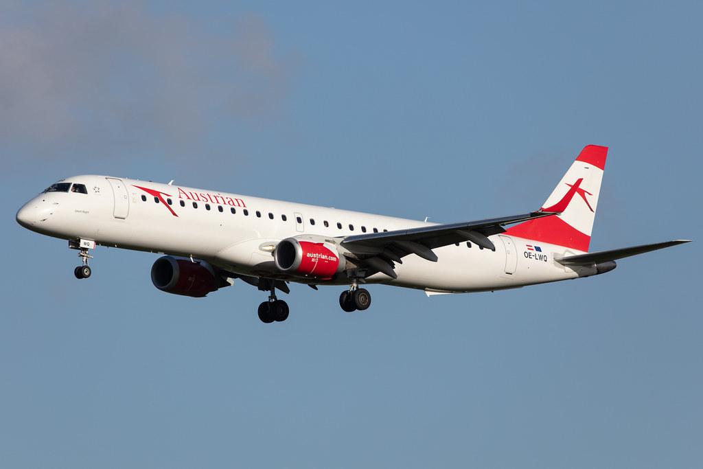 Amsterdam Airport Schiphol: Austrian Airlines (OS / AUA) |  Embraer E195LR E195 | OE-LWQ | MSN 19000565