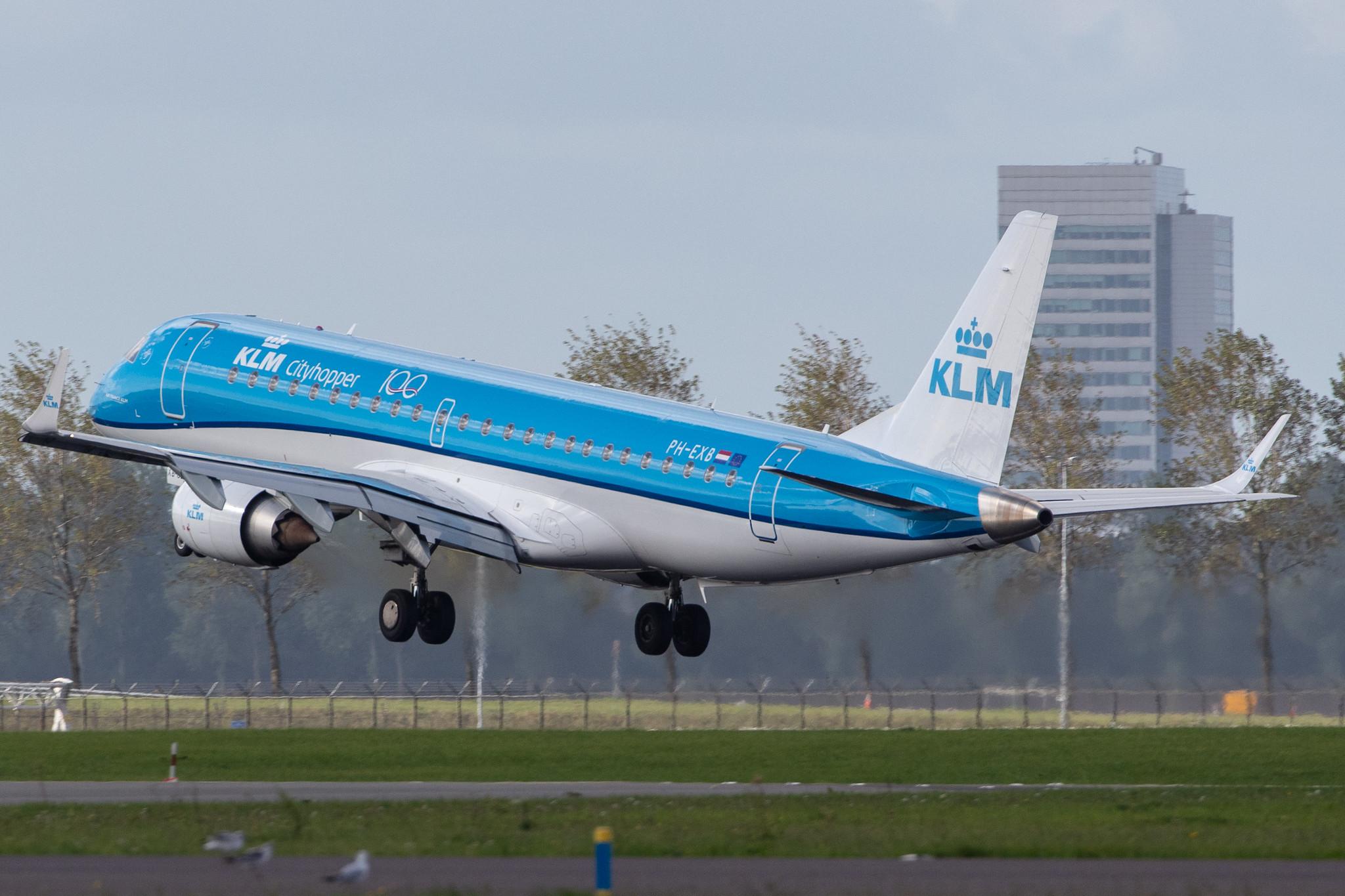 Amsterdam Airport Schiphol: KLM (KL / KLM) | Operator: KLM Cityhopper |  Embraer E190STD E190 | PH-EXB | MSN 19000658