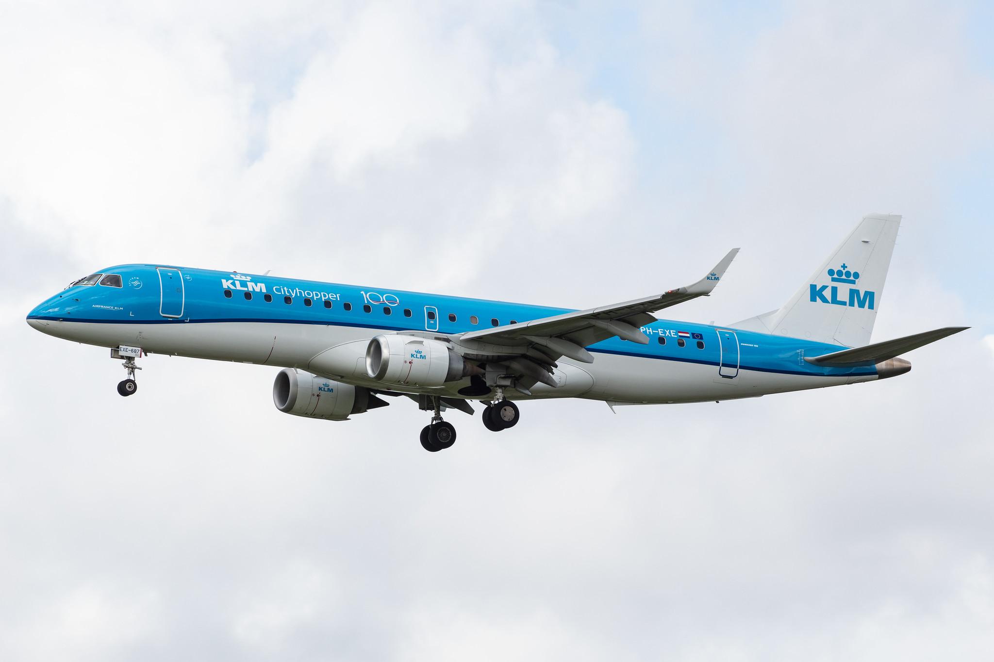 Amsterdam Airport Schiphol: KLM (KL / KLM) | Operator: KLM Cityhopper |  Embraer E190STD E190 | PH-EXE | MSN 19000687