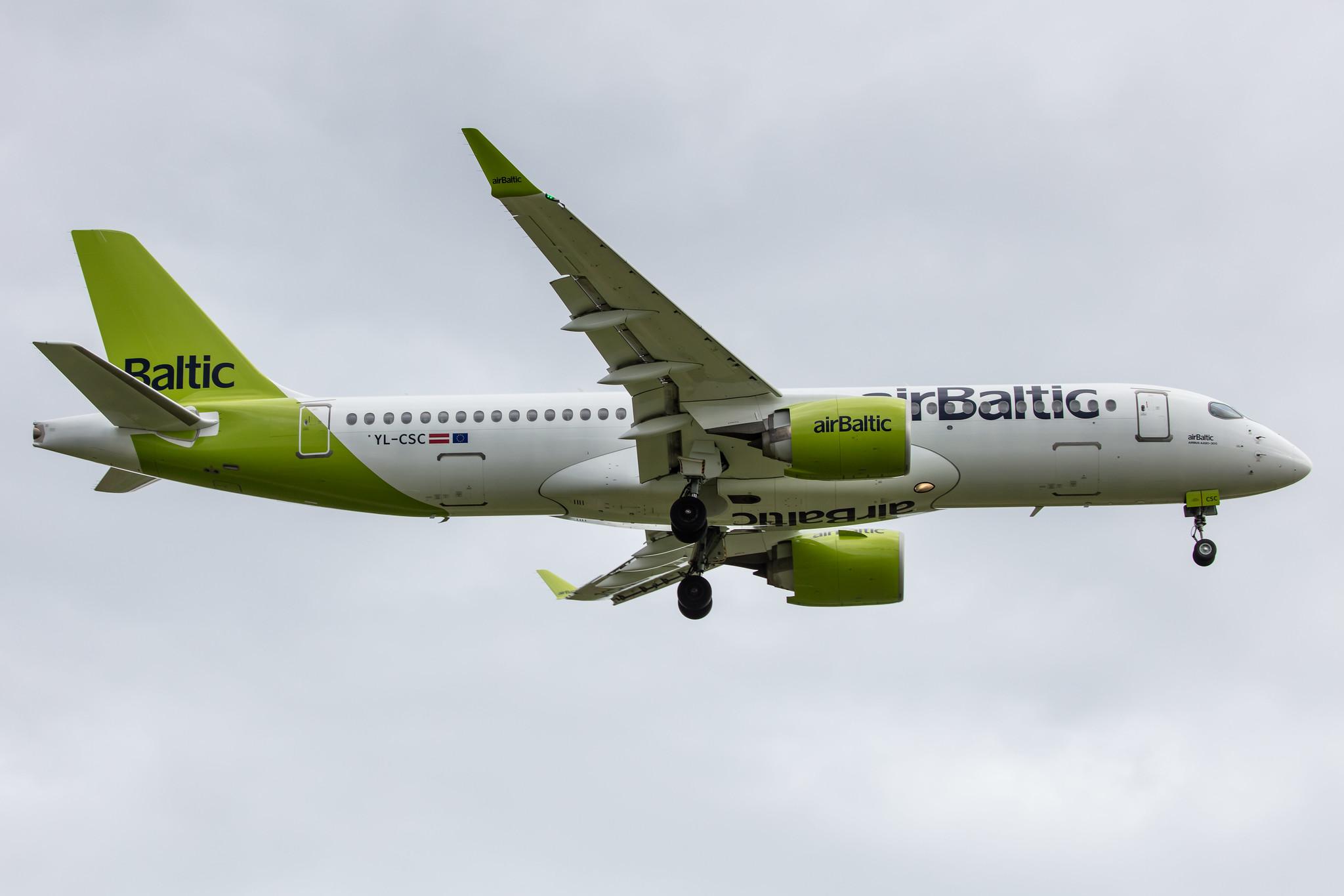 Amsterdam Airport Schiphol: Air Baltic (BT / BTI) |  Airbus A220-300 BCS3 | YL-CSC | MSN 55005
