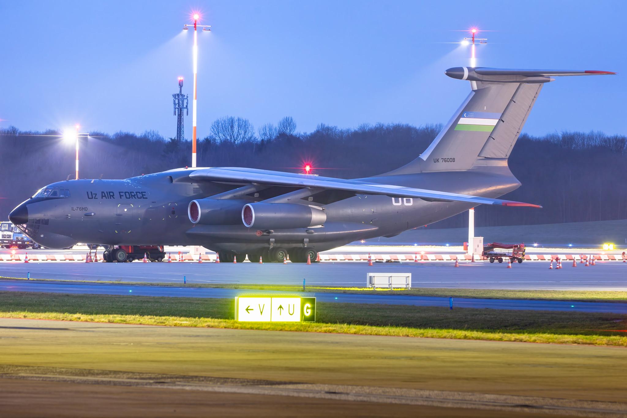 Hamburg Airport: Uzbekistan Air Force |  Ilyushin IL-76MD IL76 | UK-76008 | MSN 1063423800
