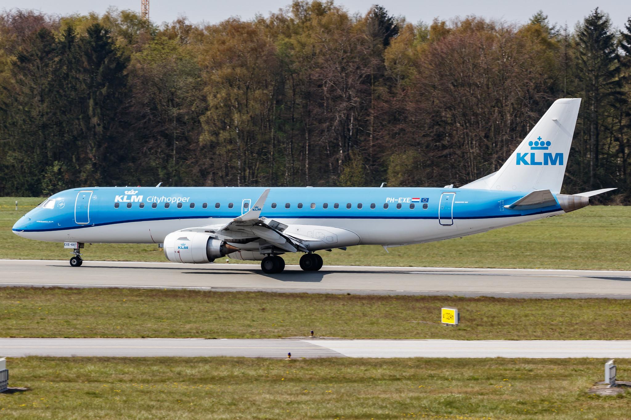 Hamburg Airport: KLM (KL / KLM) | Operator: KLM Cityhopper |  Embraer E190STD E190 | PH-EXE | MSN 19000687