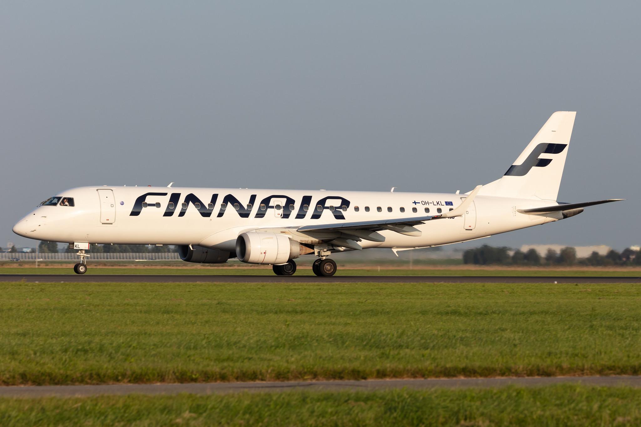 Amsterdam Schiphol: Finnair (AY / FIN) | Operator: NORRA |  Embraer E190LR E190 | OH-LKL | MSN 19000153