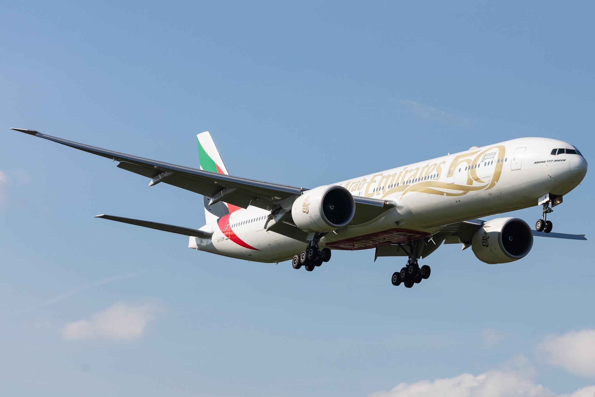 Hamburg Airport: Emirates (EK / UAE) |  Livery: Year of the Fiftieth Livery |  Boeing 777-31H(ER) B77W | A6-EQM | MSN 42361