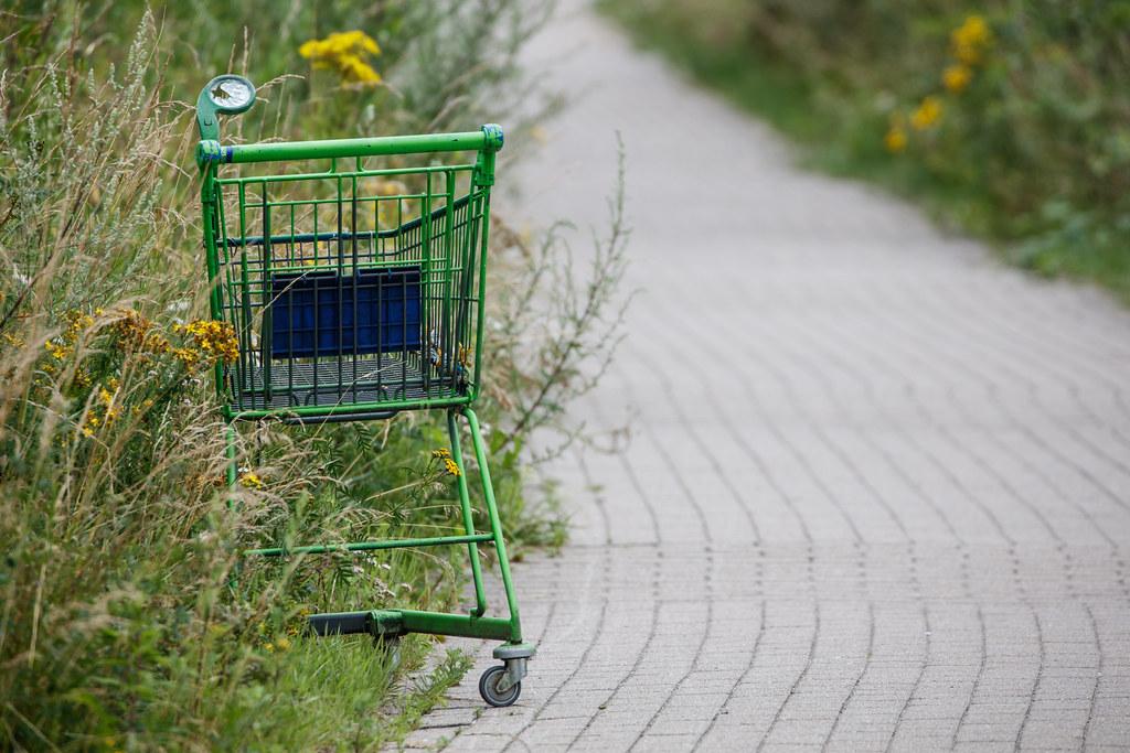 Hamburg Airport: Einkaufswagen am Wegesrand