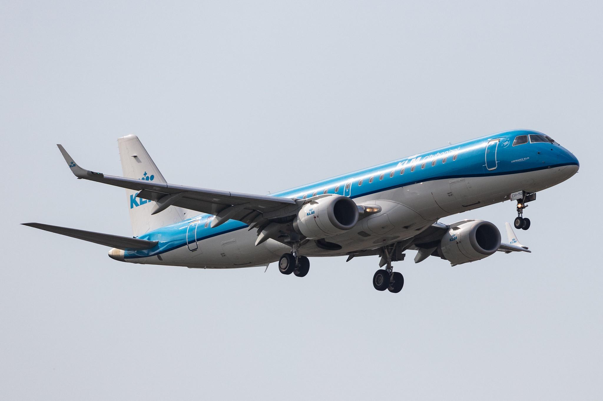 Amsterdam Schiphol: KLM (KL / KLM) | Operator: KLM Cityhopper |  Embraer E190STD E190 | PH-EXV | MSN 19000750