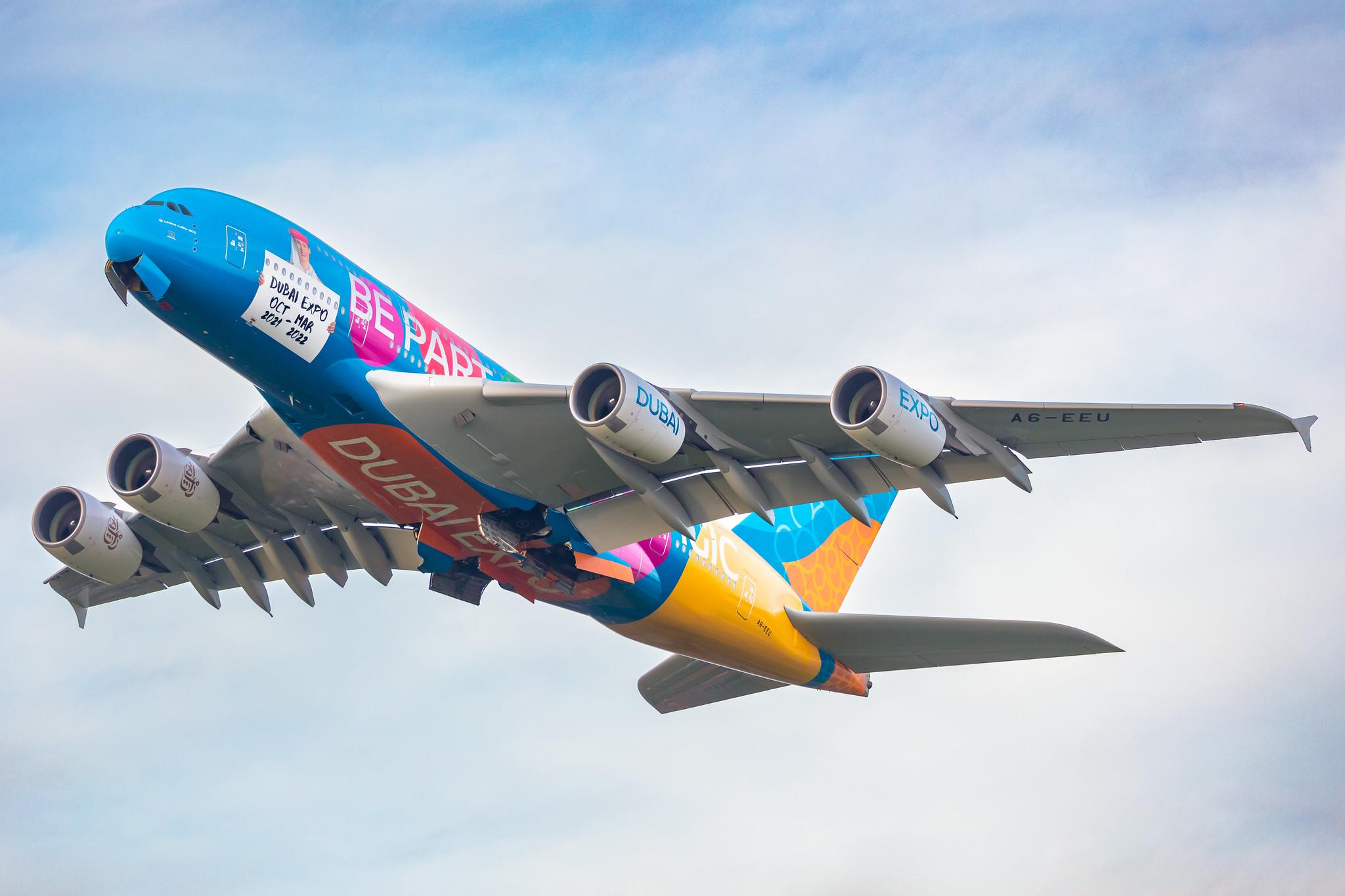 Hamburg Airport: Emirates (EK / UAE) |  Livery: Dubai Expo Livery |  Airbus A380-861 A388 | A6-EEU | MSN 147