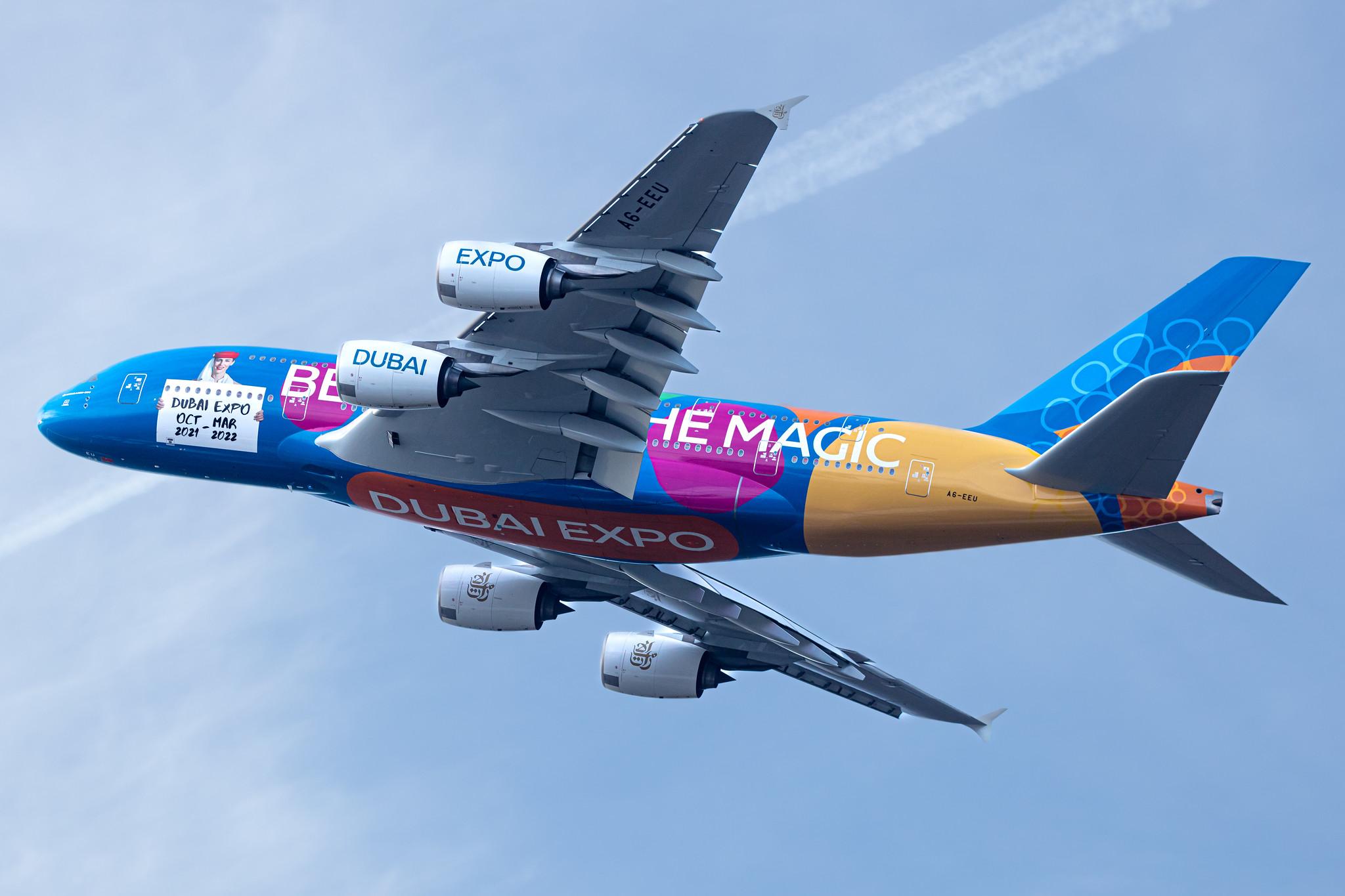 Hamburg Airport: Emirates (EK / UAE) |  Livery: Dubai Expo Livery |  Airbus A380-861 A388 | A6-EEU | MSN 147
