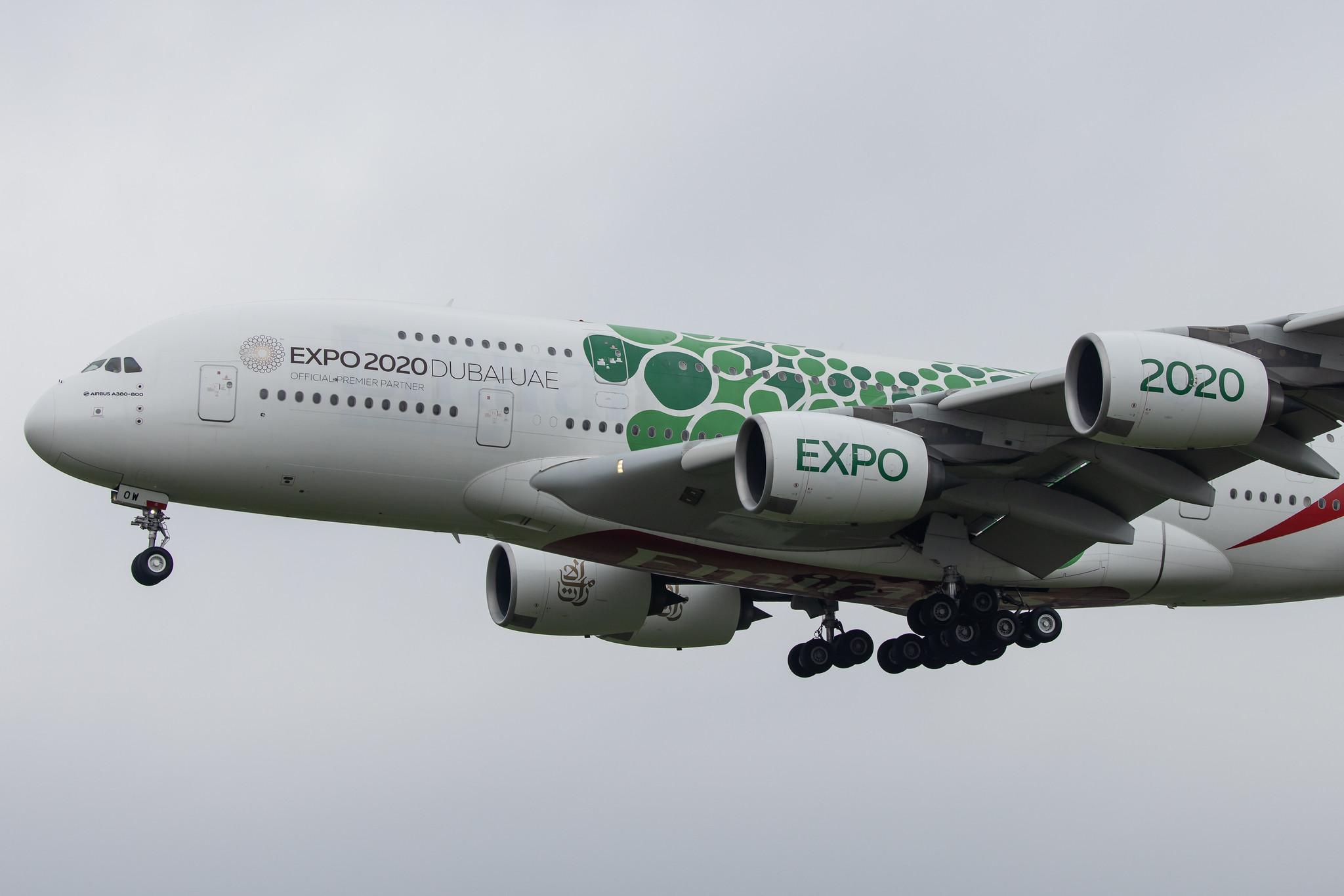 Hamburg Airport: Emirates (EK / UAE) |  Livery: Expo 2020 - Sustainability Livery |  Airbus A380-861 A388 | A6-EOW | MSN 207