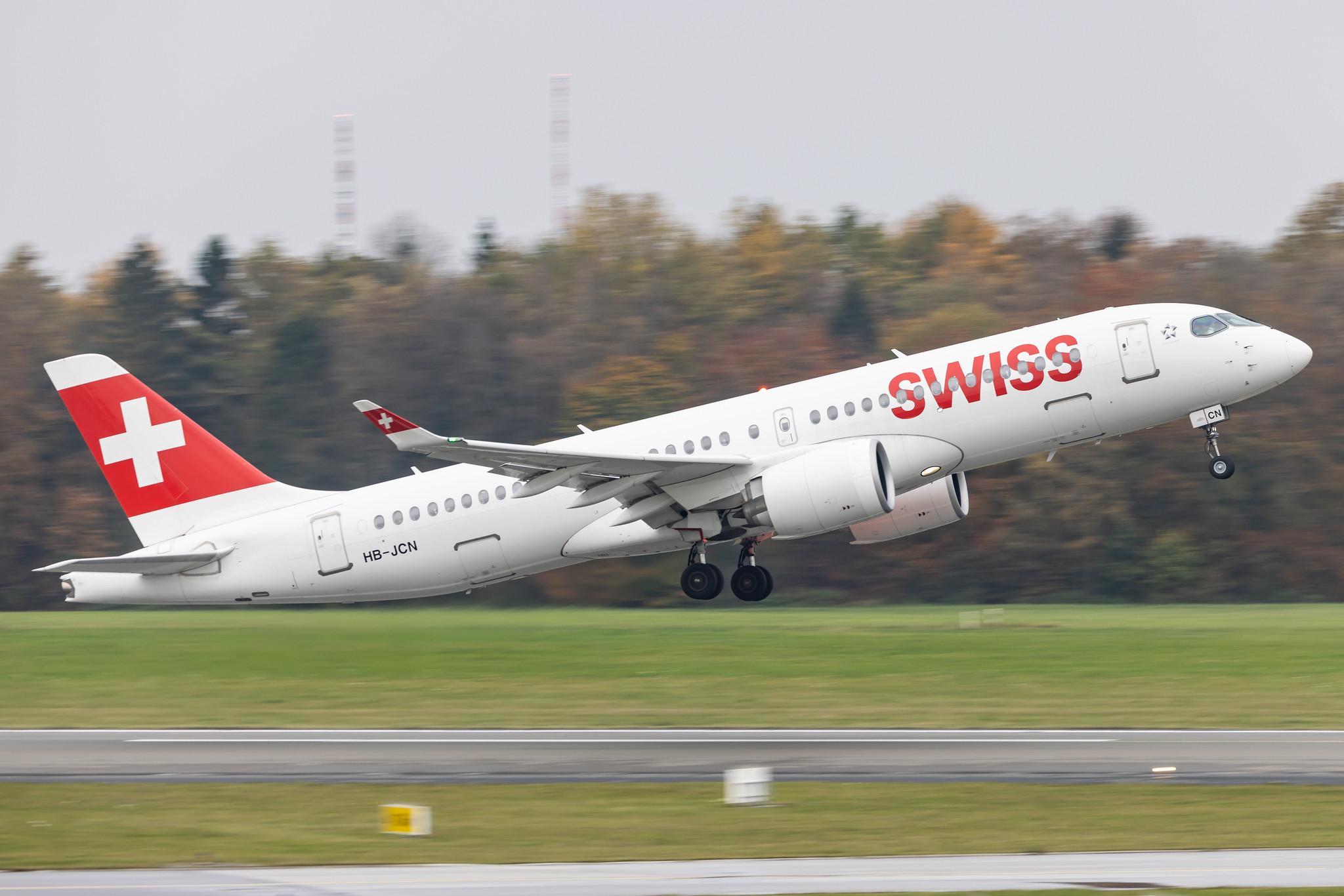 Hamburg Airport: Swiss (LX / SWR) |  Airbus A220-300 BCS3 | HB-JCN | MSN 55032