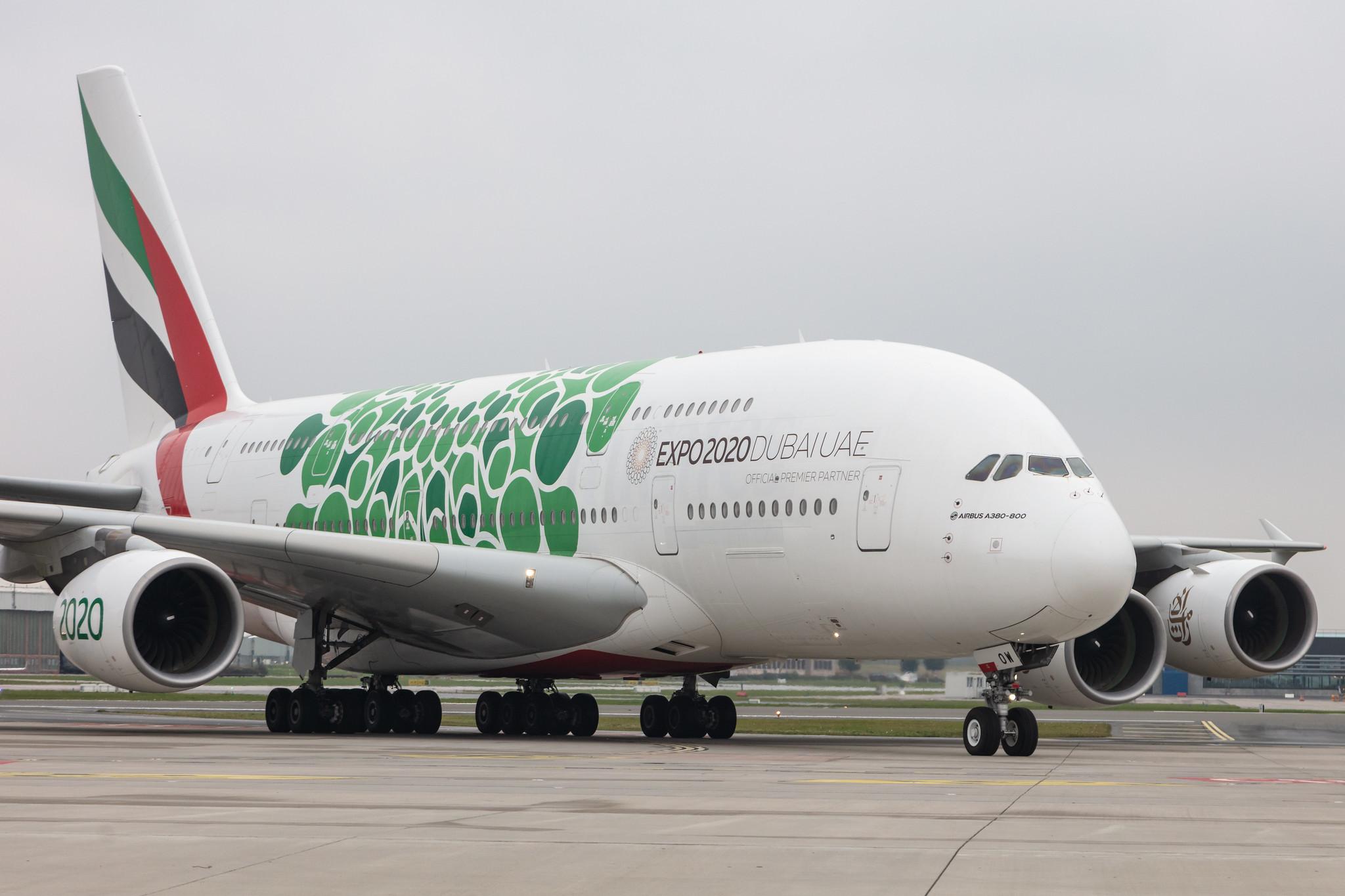 Hamburg Airport: Emirates (EK / UAE) |  Livery: Expo 2020 - Sustainability Livery |  Airbus A380-861 A388 | A6-EOW | MSN 207