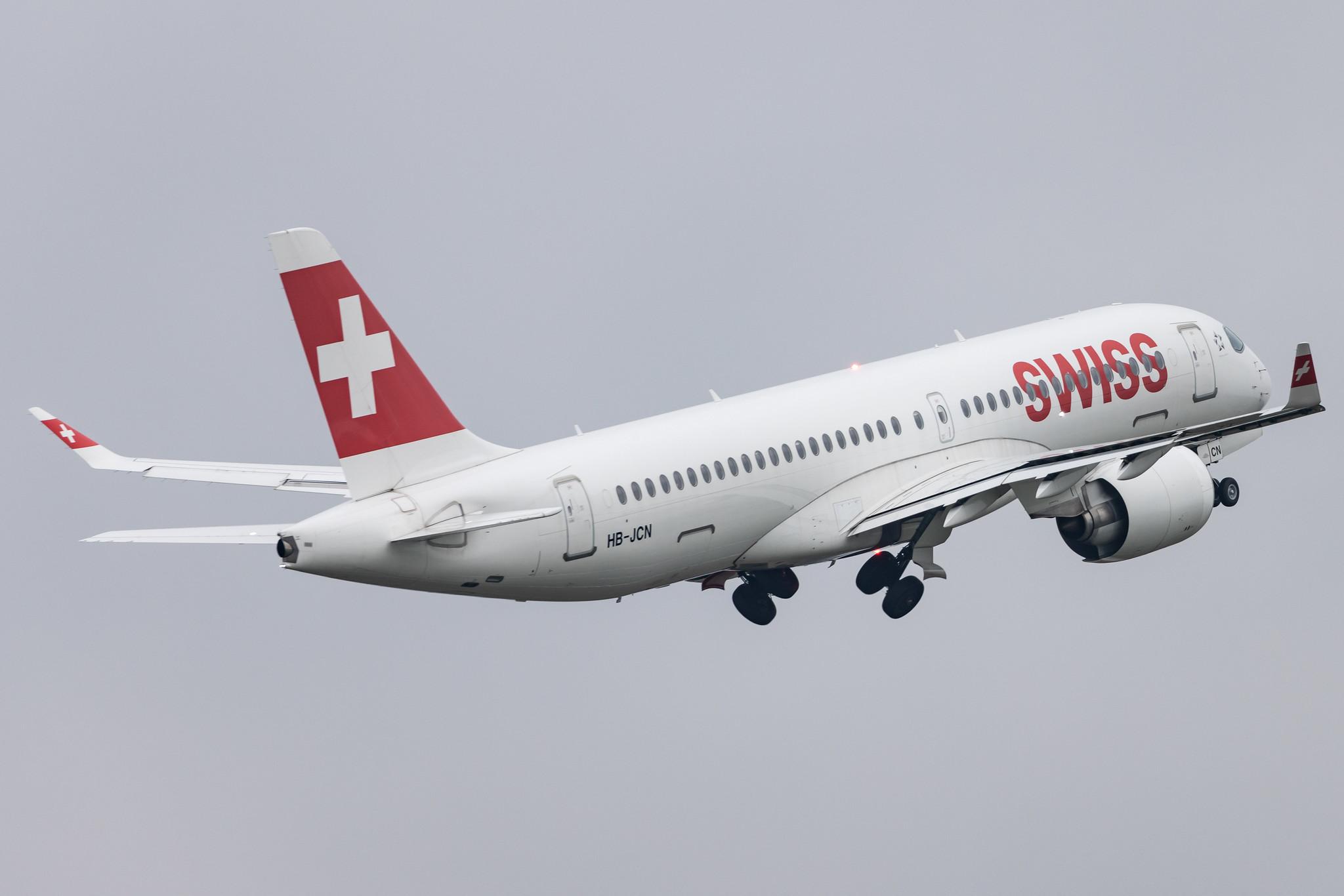 Hamburg Airport: Swiss (LX / SWR) |  Airbus A220-300 BCS3 | HB-JCN | MSN 55032