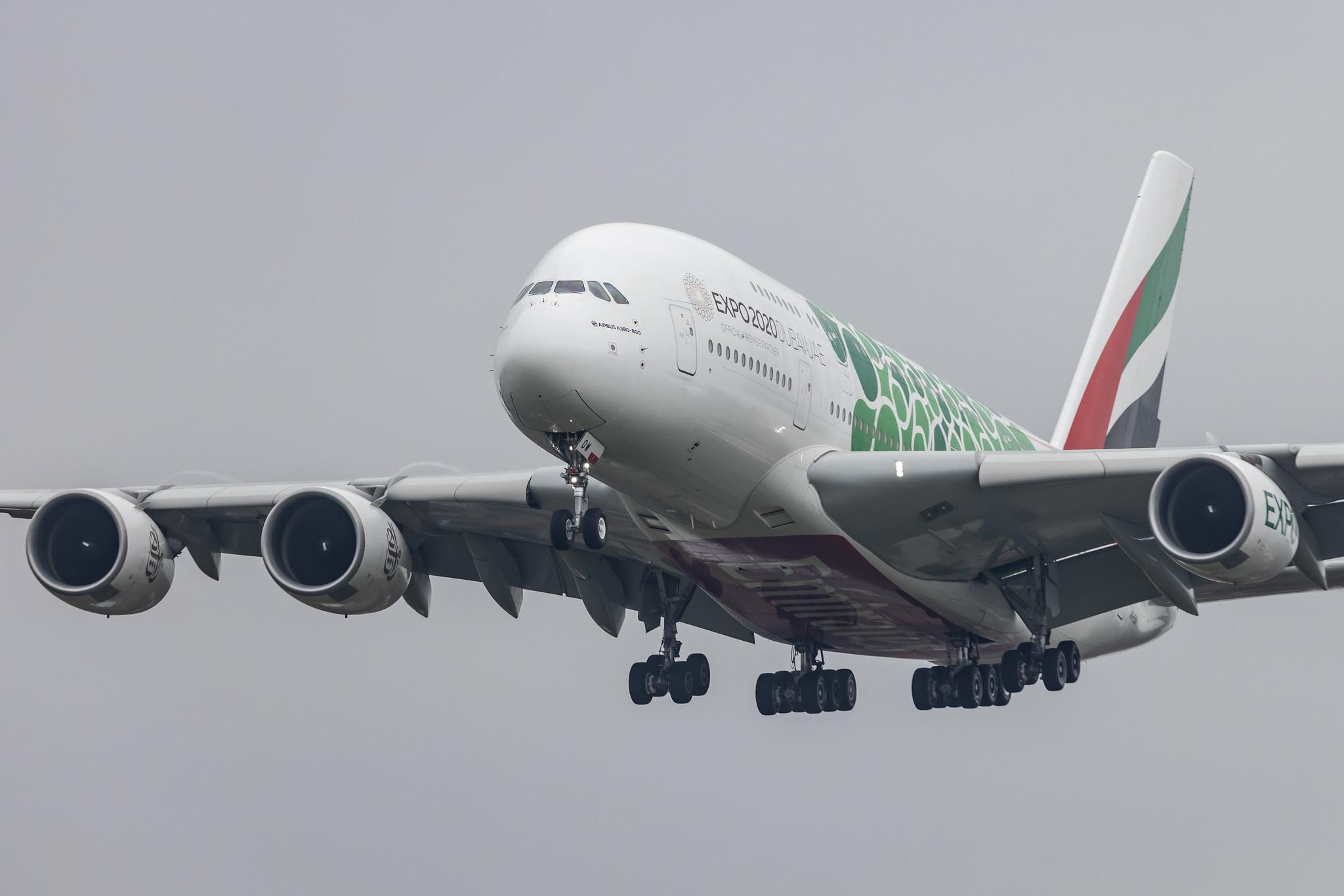 Hamburg Airport: Emirates (EK / UAE) |  Livery: Expo 2020 - Sustainability Livery |  Airbus A380-861 A388 | A6-EOW | MSN 207