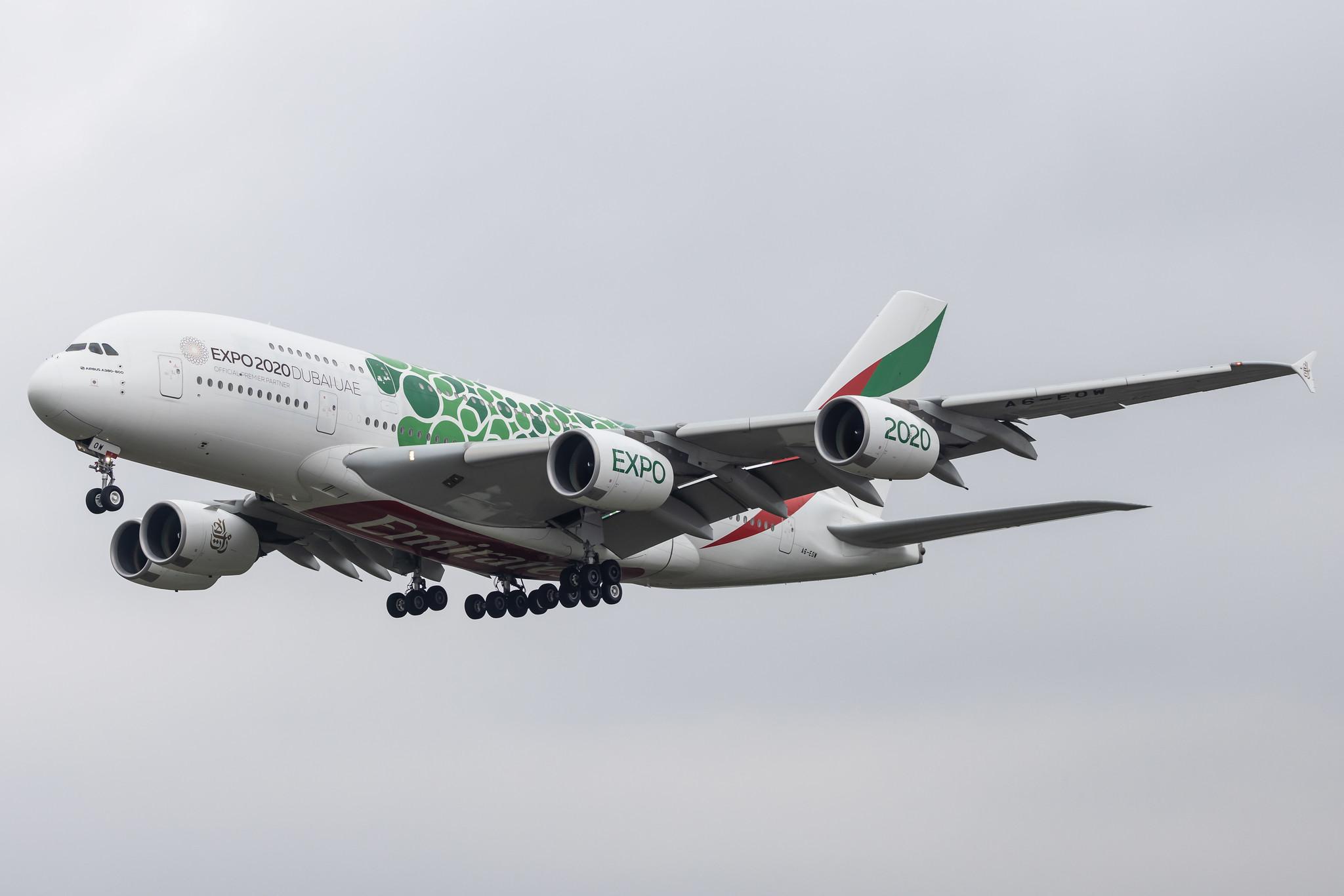 Hamburg Airport: Emirates (EK / UAE) |  Livery: Expo 2020 - Sustainability Livery |  Airbus A380-861 A388 | A6-EOW | MSN 207