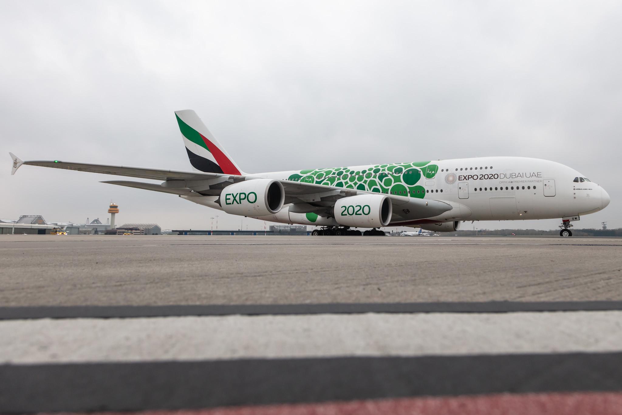 Hamburg Airport: Emirates (EK / UAE) |  Livery: Expo 2020 - Sustainability Livery |  Airbus A380-861 A388 | A6-EOW | MSN 207