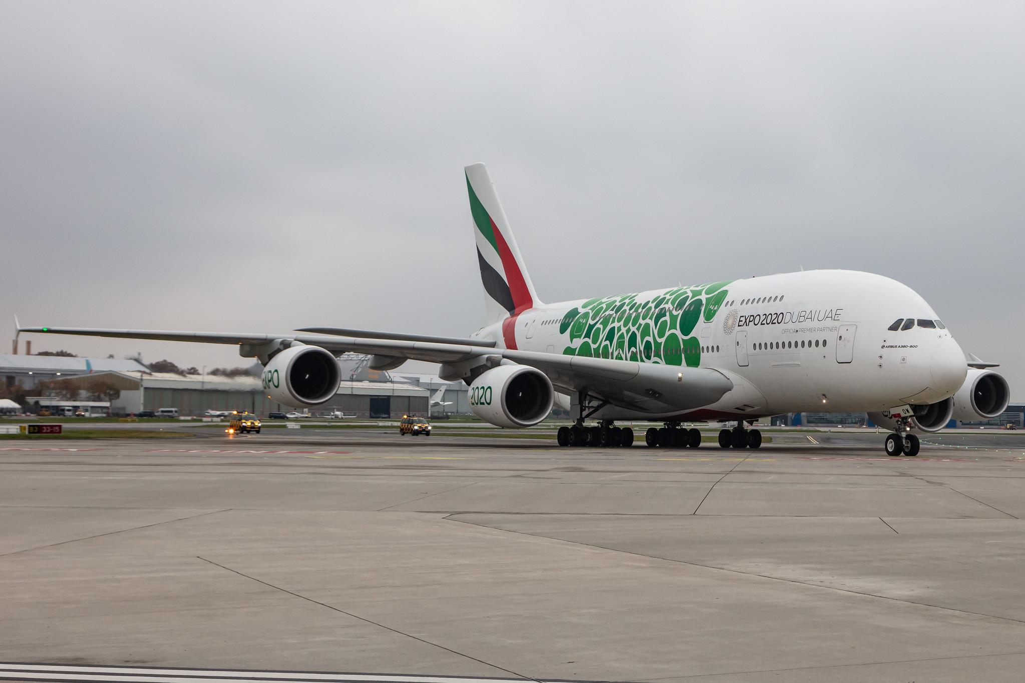 Hamburg Airport: Emirates (EK / UAE) |  Livery: Expo 2020 - Sustainability Livery |  Airbus A380-861 A388 | A6-EOW | MSN 207