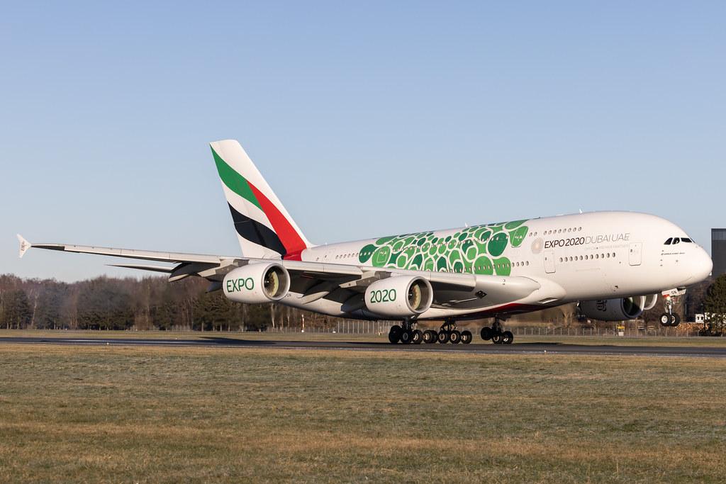 Hamburg Airport: Emirates (EK / UAE) |  Livery: Expo 2020 - Sustainability Livery |  Airbus A380-861 A388 | A6-EON | MSN 188