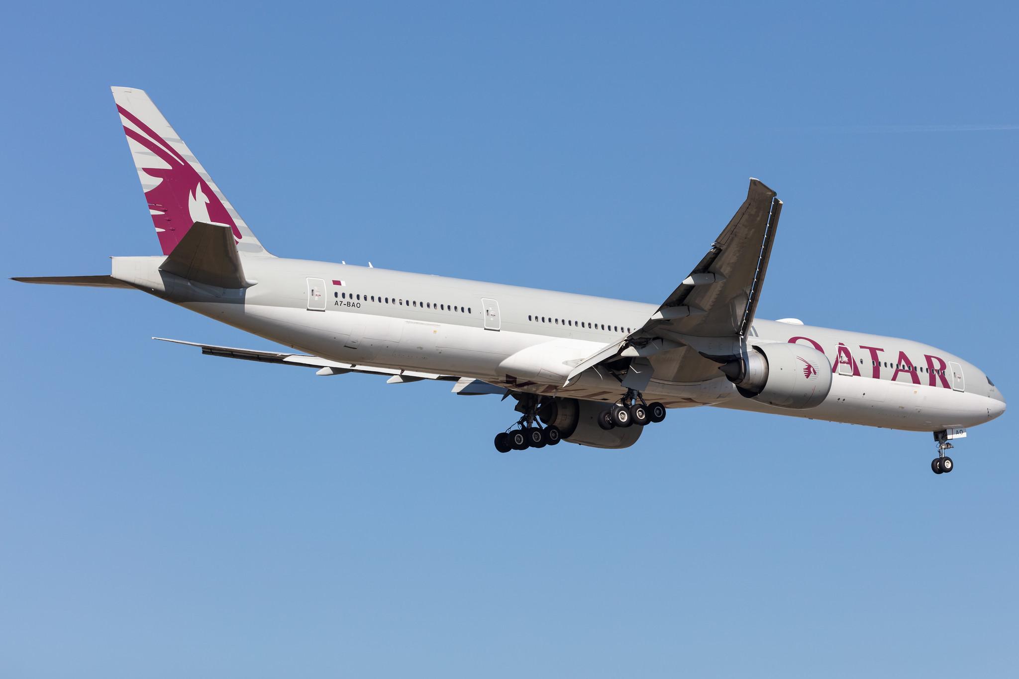 Frankfurt Airport: Qatar Airways (QR / QTR) |  Boeing 777-3DZ(ER) B77W | A7-BAO | MSN 36011