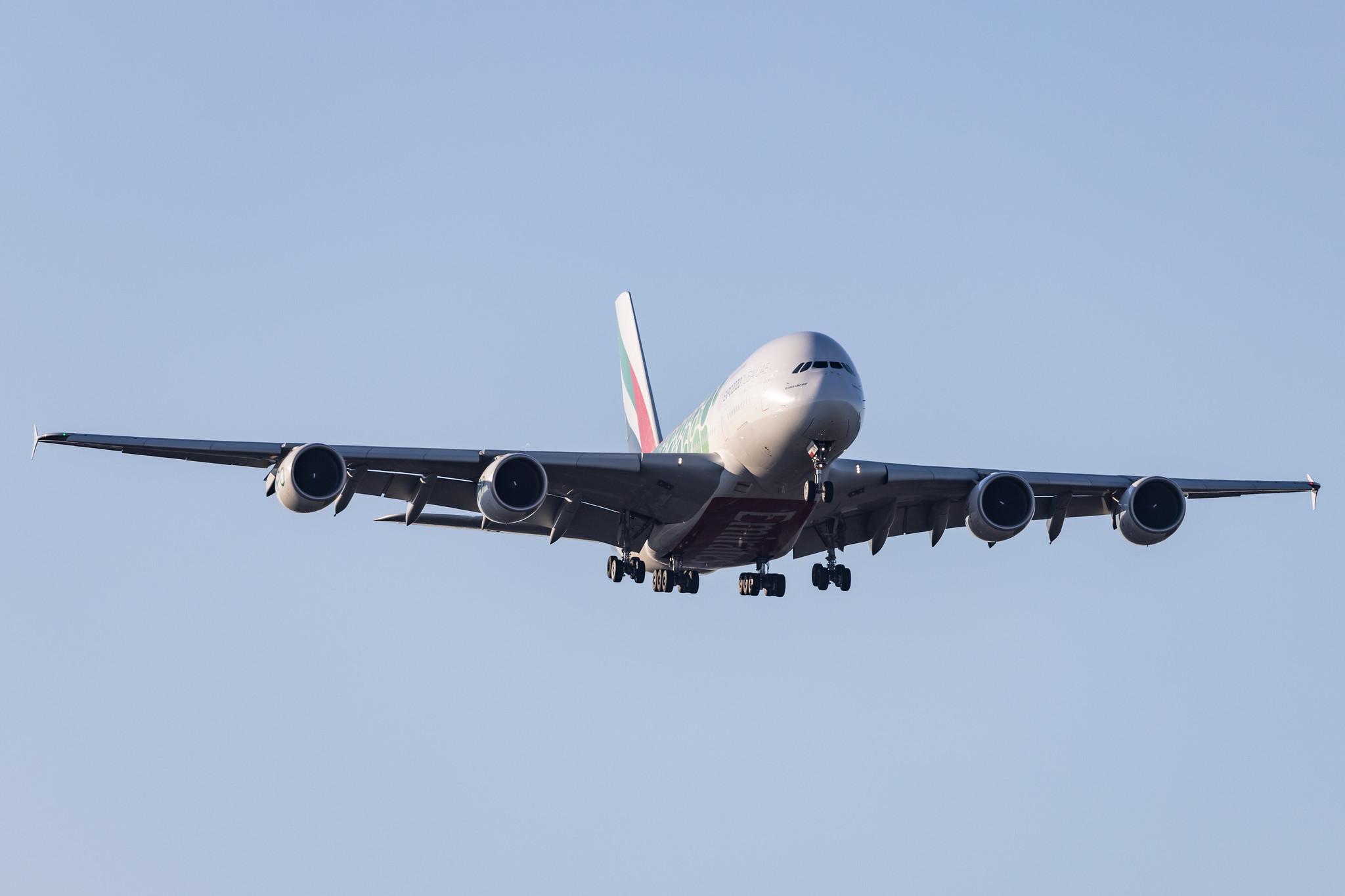 Hamburg Airport: Emirates (EK / UAE) |  Livery: Expo 2020 - Sustainability Livery |  Airbus A380-861 A388 | A6-EON | MSN 188