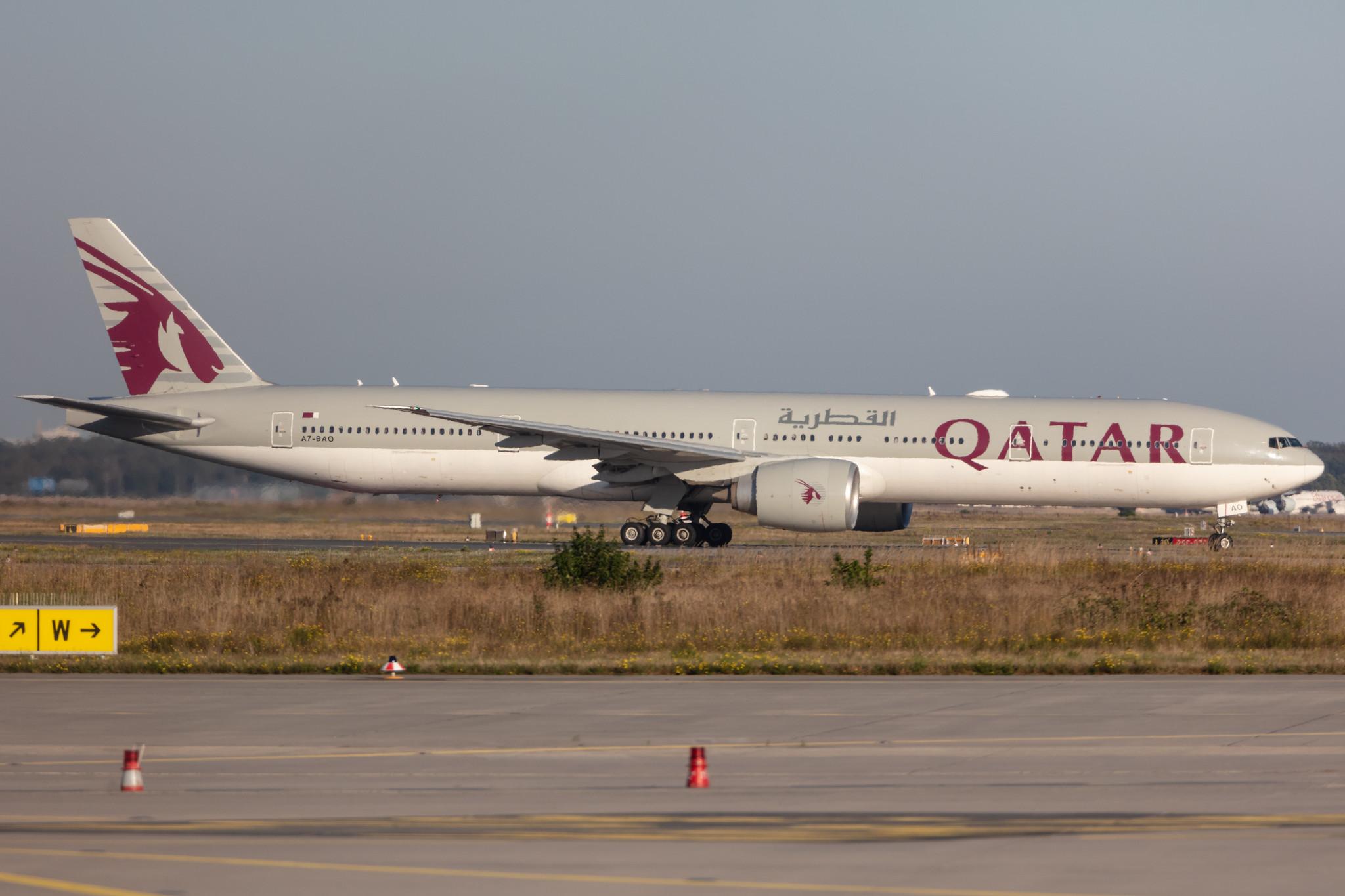 Frankfurt Airport: Qatar Airways (QR / QTR) |  Boeing 777-3DZ(ER) B77W | A7-BAO | MSN 36011