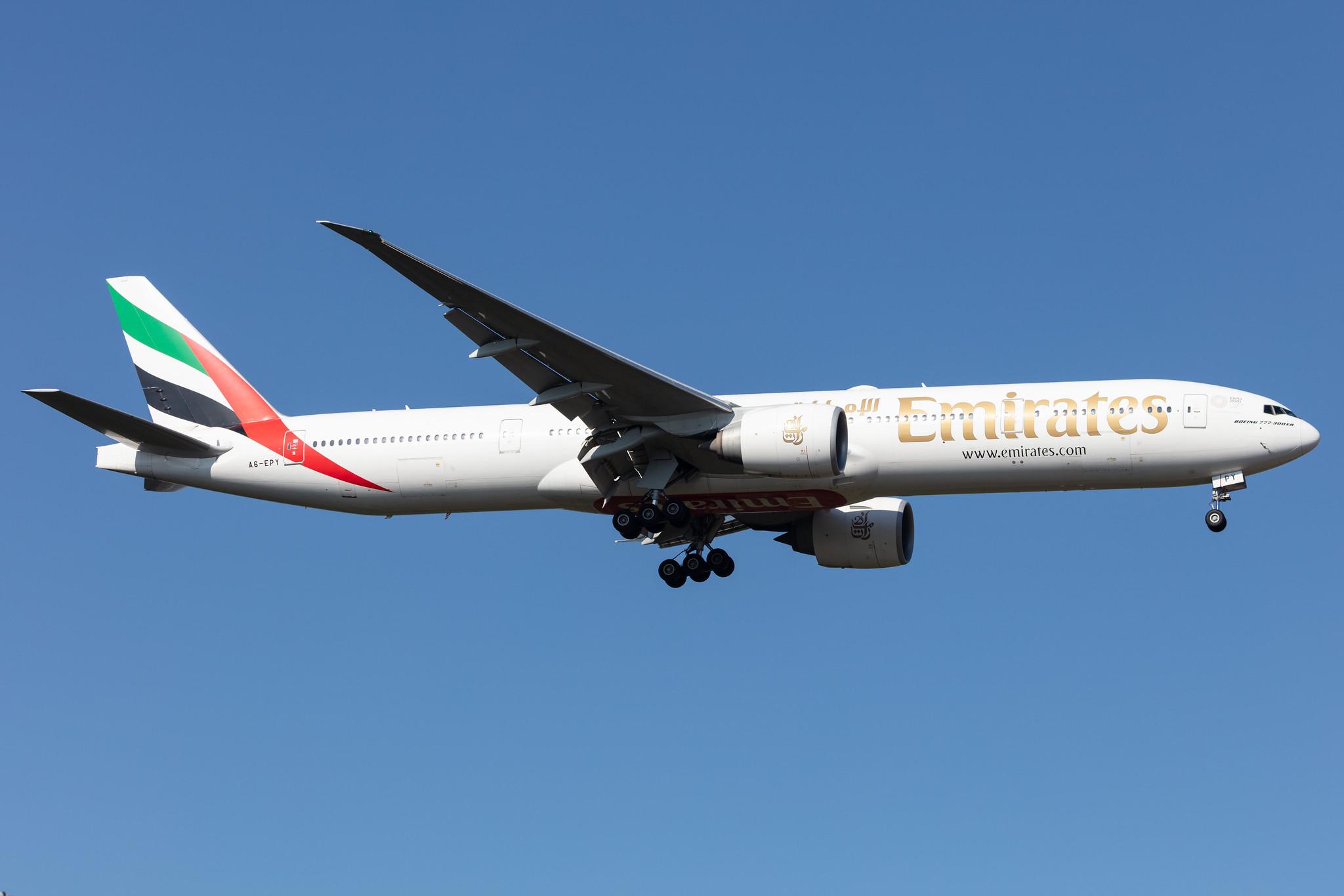 Frankfurt Airport: Emirates (EK / UAE) |  Boeing 777-31H(ER) B77W | A6-EPY | MSN 42344