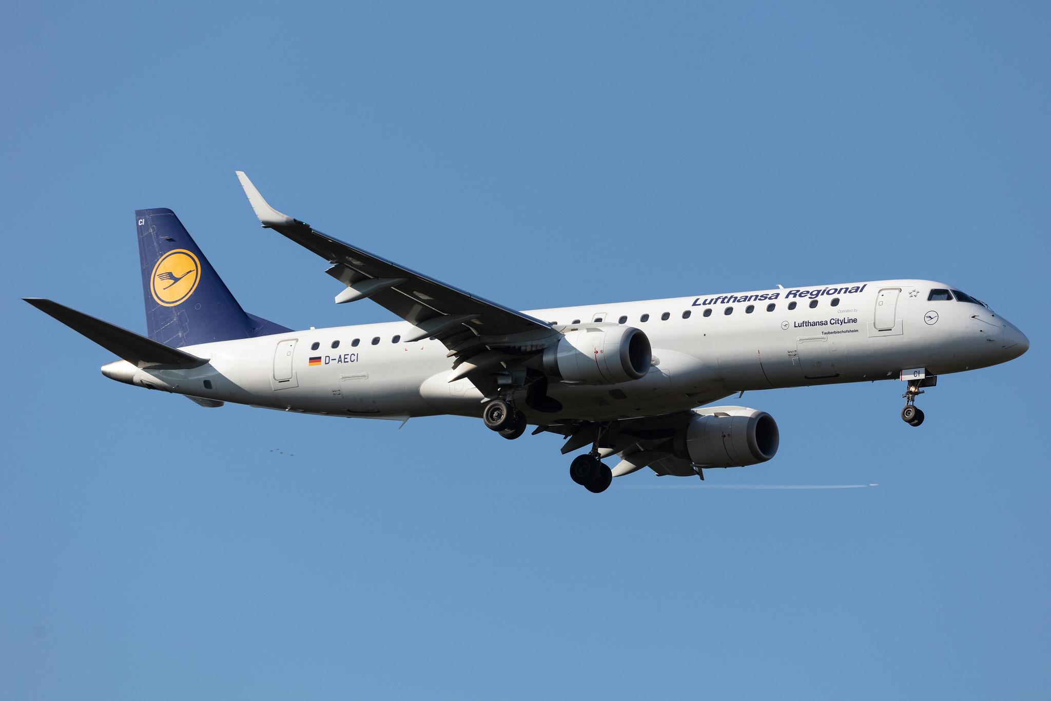 Frankfurt Airport: Lufthansa (LH / DLH) | Operator: Lufthansa CityLine |  Embraer E190LR E190 | D-AECI | MSN 19000381