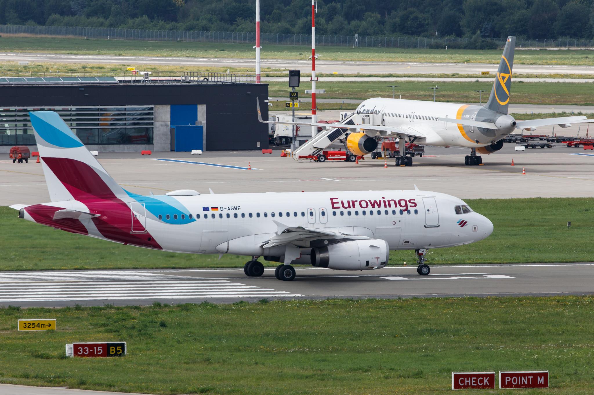 Hamburg Airport: Eurowings (EW / EWG) |  Airbus A319-132 A319 | D-AGWF | MSN 3172