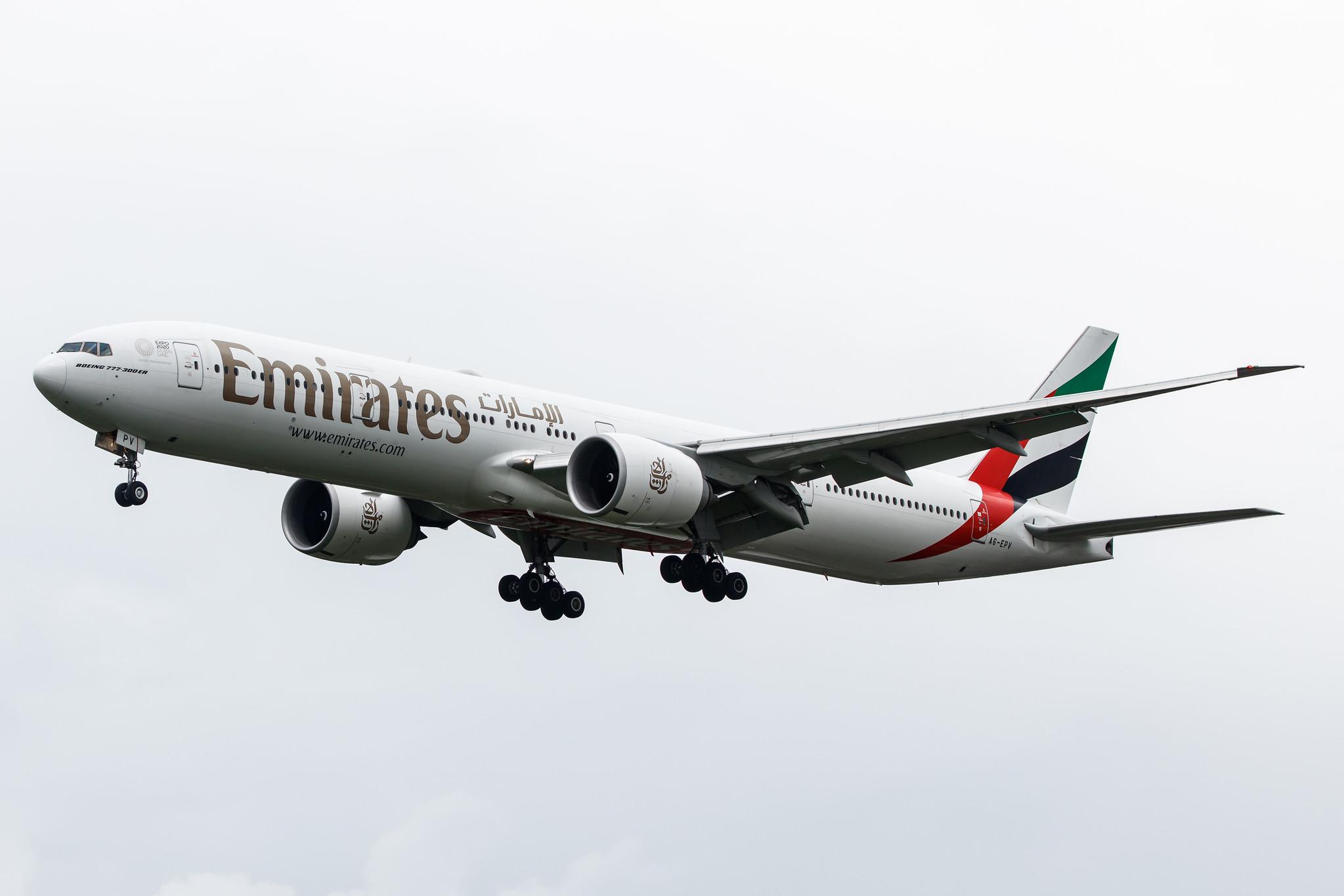 Hamburg Airport: Emirates (EK / UAE) |  Boeing 777-31H(ER) B77W | A6-EPV | MSN 42341