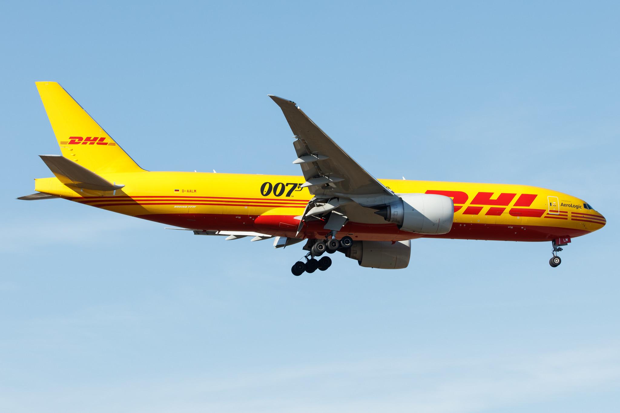Frankfurt Airport: DHL (D0 / DHK) | Operator: AeroLogic | Livery: 007 Delivered. Simply Delivered. | Boeing 777-F B77L | D-AALM | MSN 66082