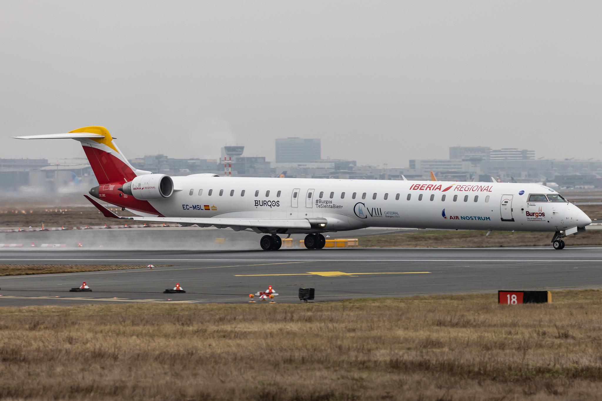 Frankfurt Airport: Iberia Regional (IB / IBE) | Operator: Air Nostrum |  Mitsubishi CRJ-1000 CRJX | EC-MSL | MSN 19058