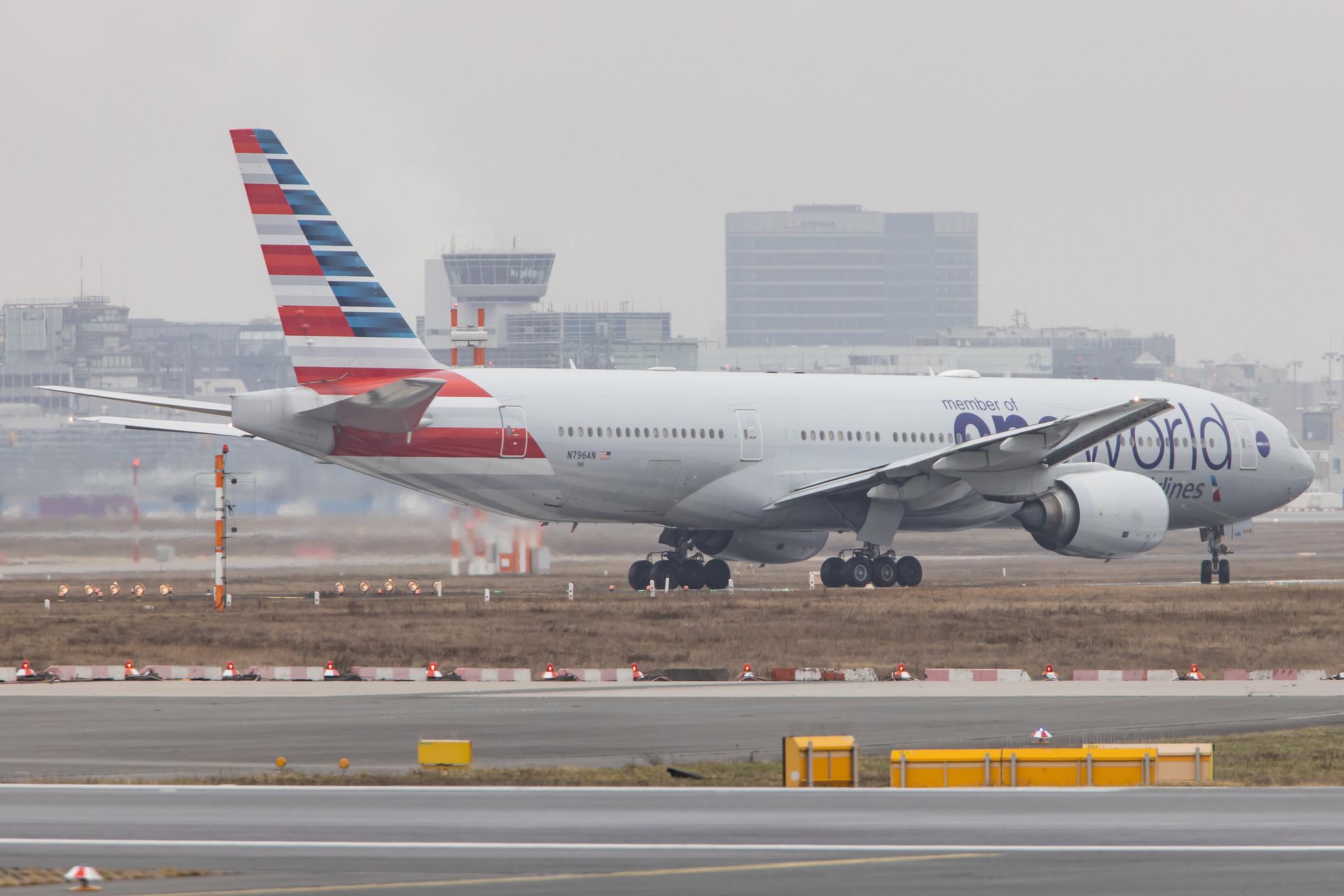 Frankfurt Airport: American Airlines (AA / AAL) |  Livery: Oneworld Livery |  Boeing 777-223(ER) B772 | N796AN | MSN 30796