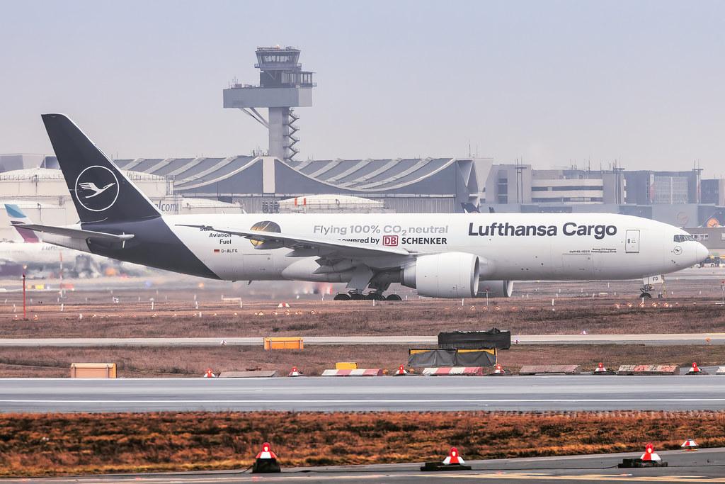 Frankfurt Airport: Lufthansa Cargo (/ GEC) |  Livery: Flying 100% CO? neutral Livery |  Boeing 777-F B77L | D-ALFG | MSN 66090