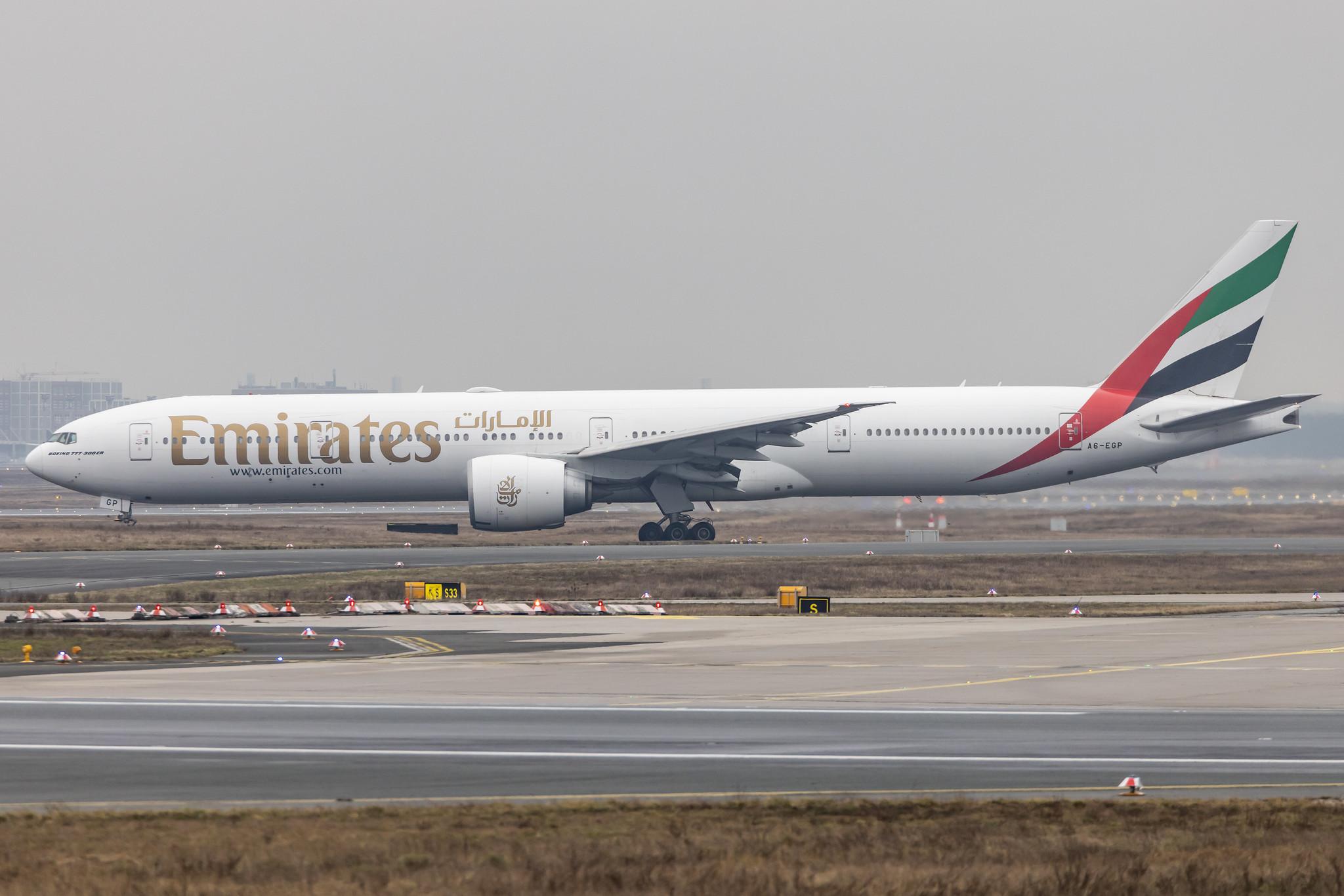 Frankfurt Airport: Emirates (EK / UAE) |  Boeing 777-31H(ER) B77W | A6-EGP | MSN 35599