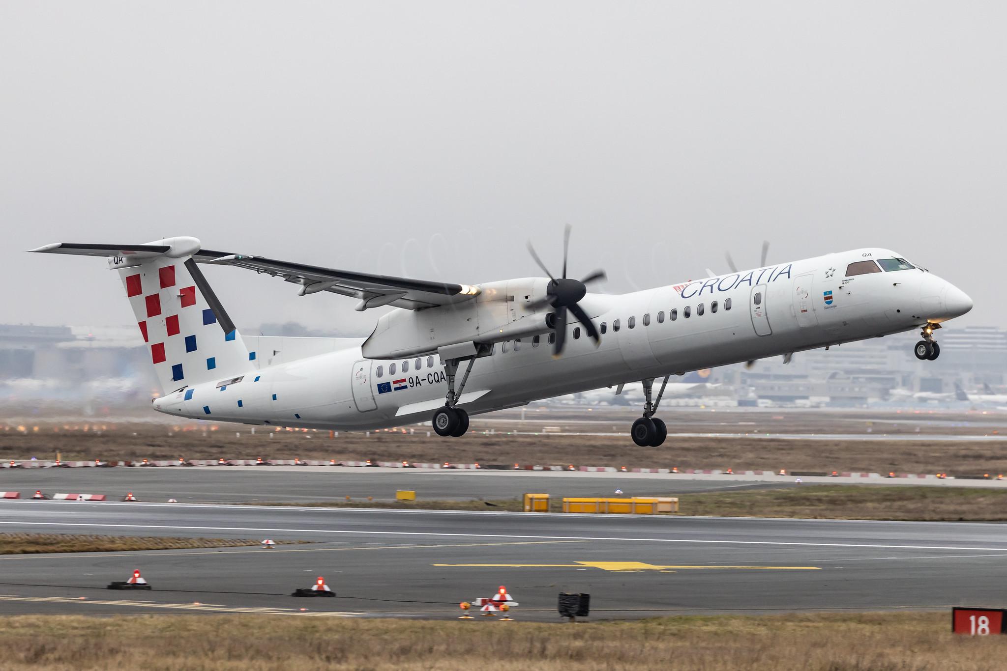 Frankfurt Airport: Croatia Airlines (OU / CTN) |  De Havilland Canada Dash 8-400 DH8D | 9A-CQA | MSN 4205
