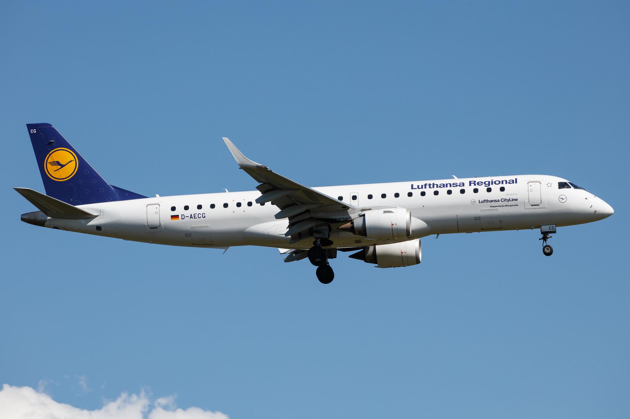 Frankfurt Airport: Lufthansa (LH / DLH) | Operator: Lufthansa CityLine |  Embraer E190LR E190 | D-AECG | MSN 19000368