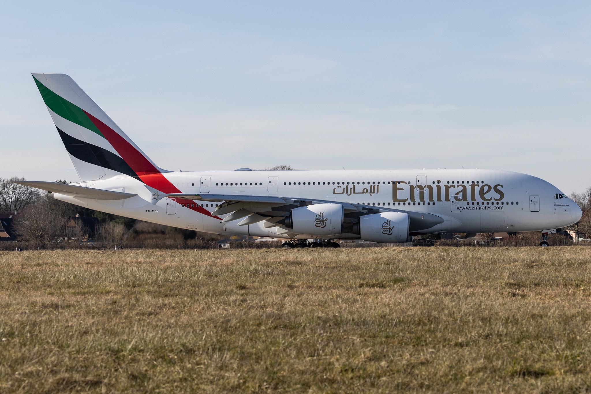 Hamburg Airport: Emirates (EK / UAE) |  Airbus A380-861 A388 | A6-EOD | MSN 168