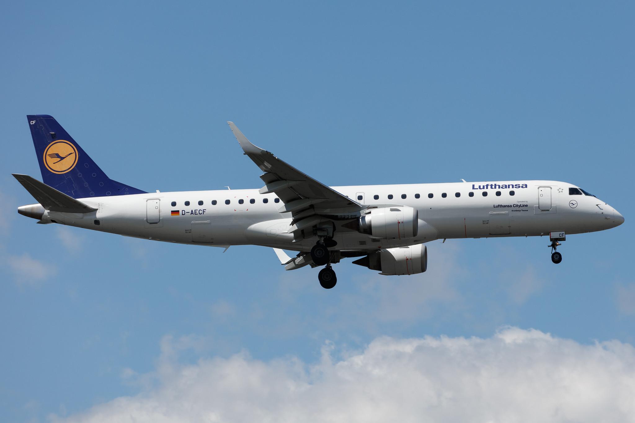 Frankfurt Airport: Lufthansa (LH / DLH) | Operator: Lufthansa CityLine |  Embraer E190LR E190 | D-AECF | MSN 19000359