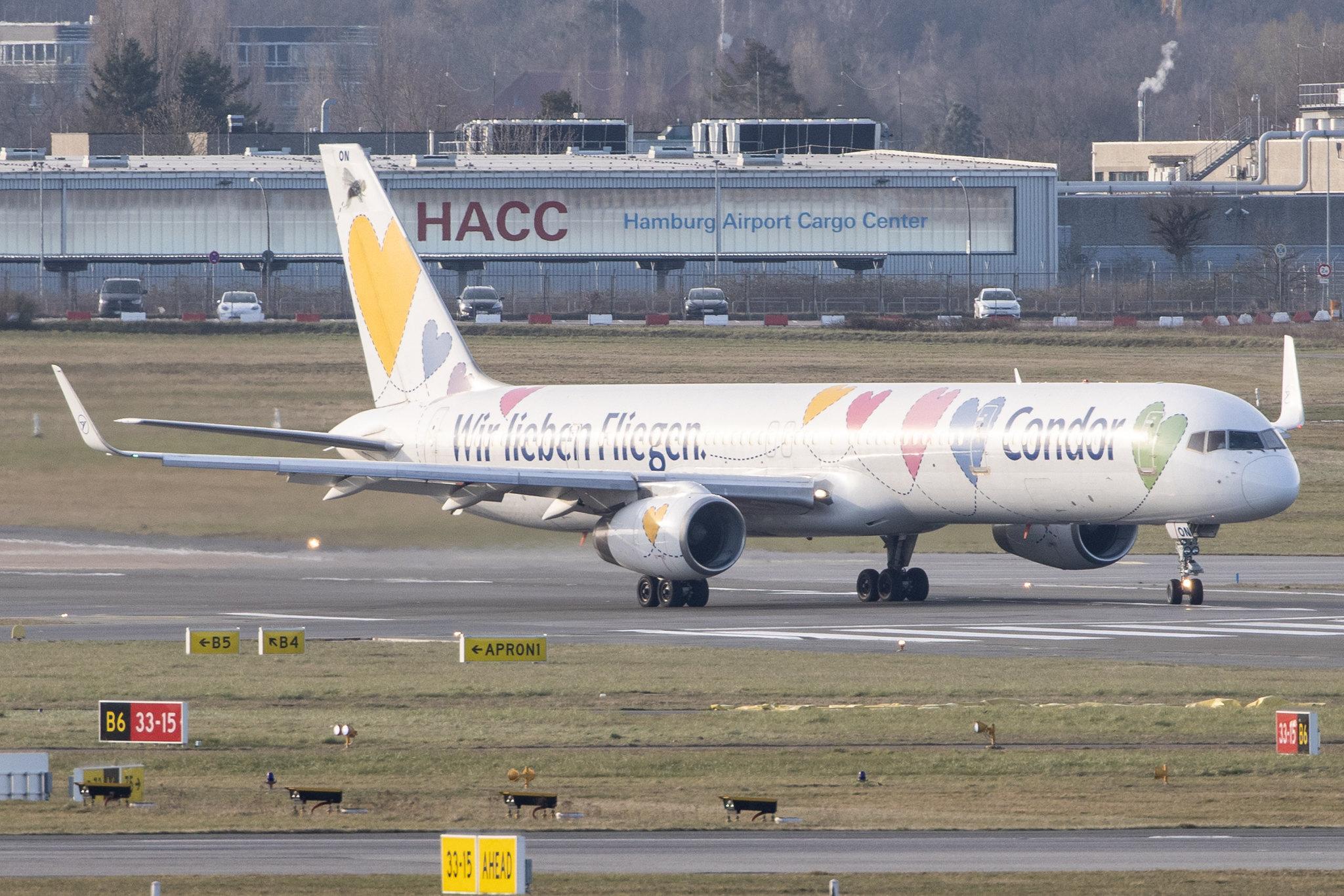 Hamburg Airport: Condor (DE / CFG) |  Livery: Wir Lieben Fliegen Livery |  Boeing 757-330 B753 | D-ABON | MSN 29023