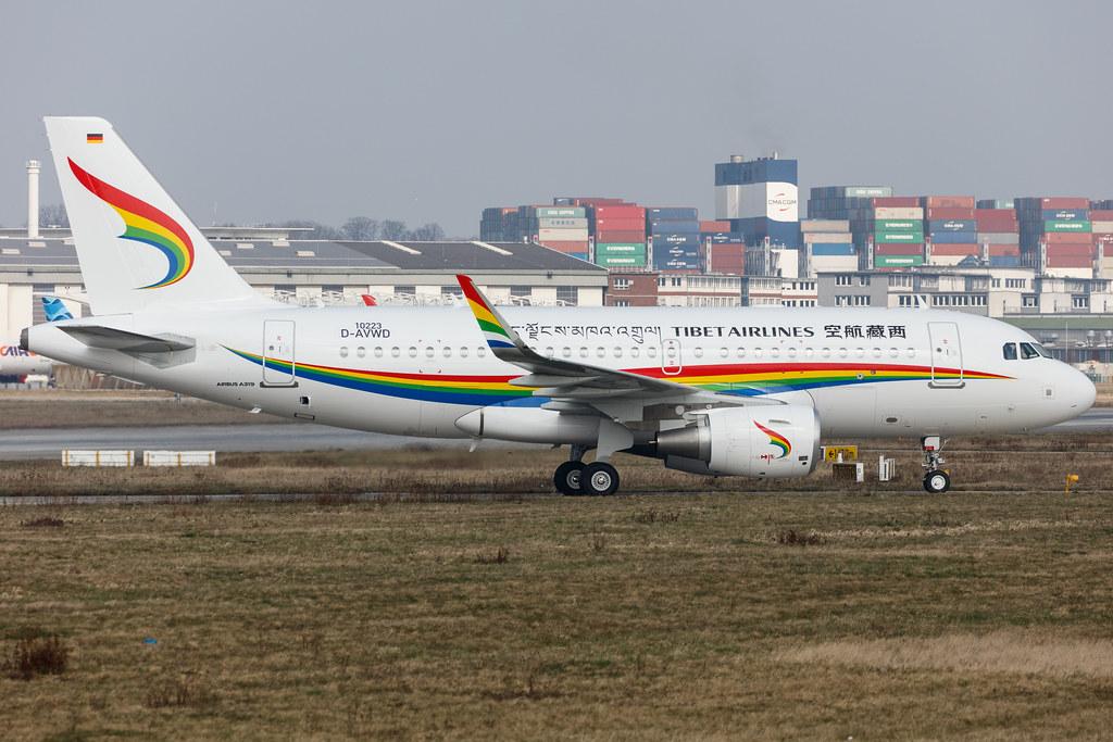 Hamburg Finkenwerder: Tibet Airlines (TV / TBA) |  Airbus A319-115 A319 | D-AVWD (B-322D) | MSN 10223