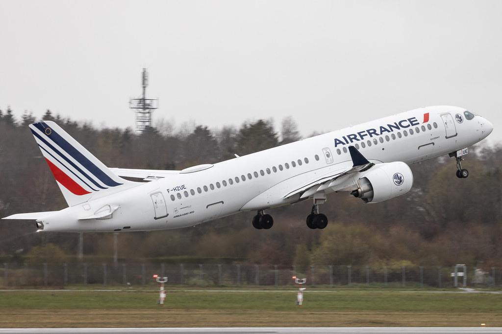 Hamburg Airport: Air France (AF / AFR) |  Airbus A220-300 BCS3 | F-HZUE | MSN 55146