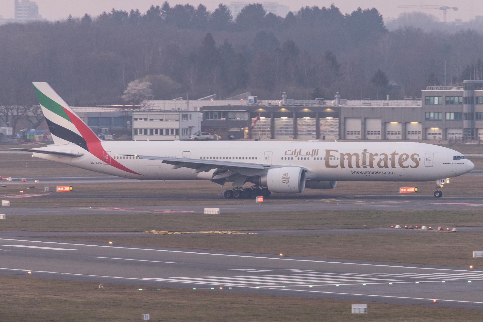 Hamburg Airport: Emirates (EK / UAE) |  Boeing 777-31H(ER) B77W | A6-EPA | MSN 42320