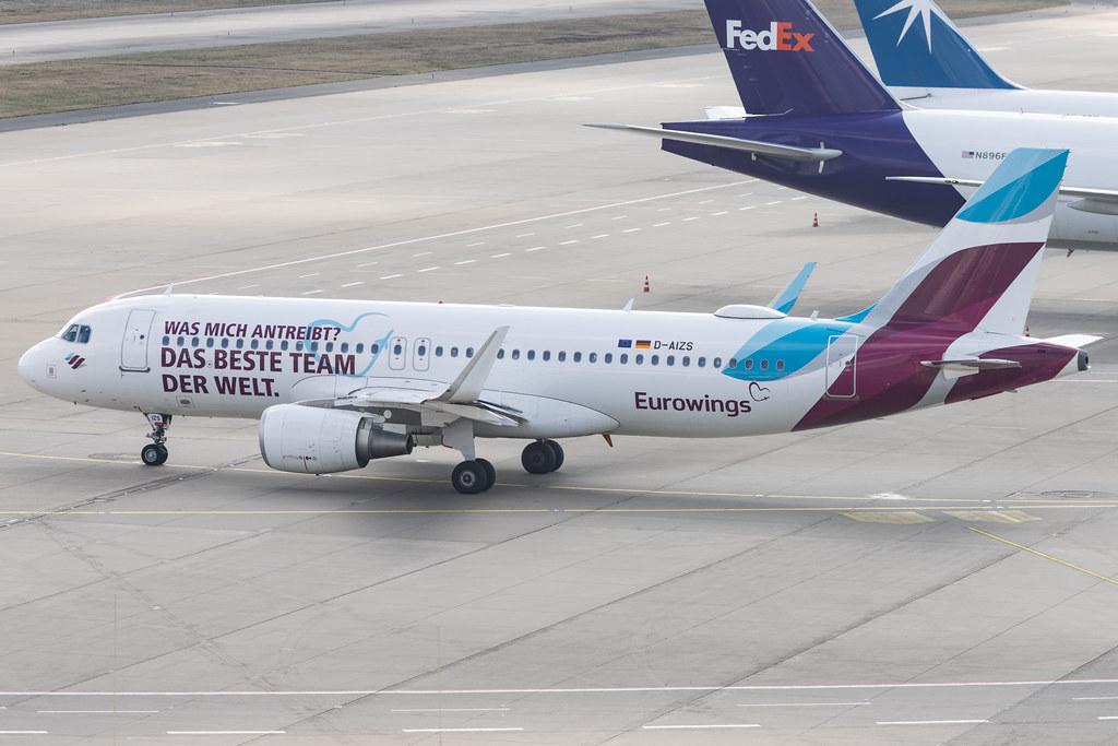 Köln Bonn Airport: Eurowings (EW / EWG) |  Livery: Das beste Team der Welt Livery |  Airbus A320-214 A320 | D-AIZS | MSN 5557